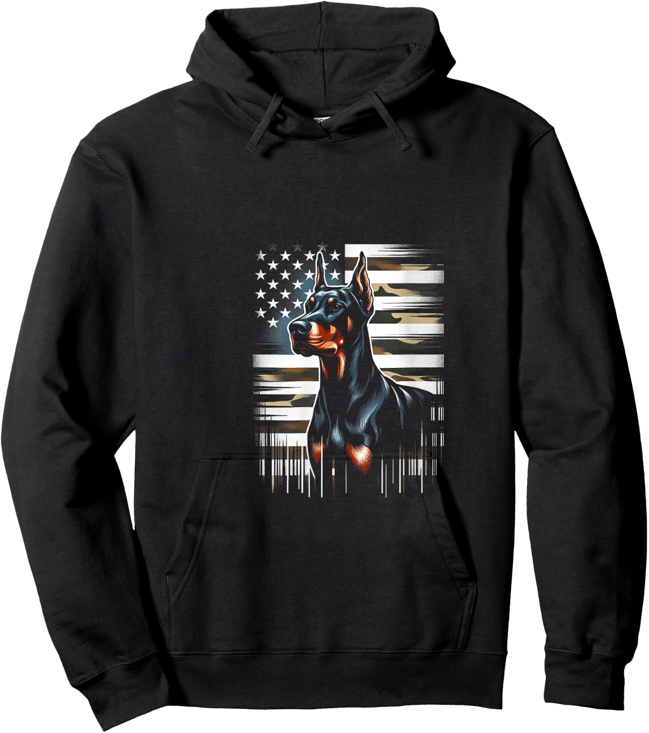 Doberman American Flag USA Flag Hoodie - Hoodie | Black