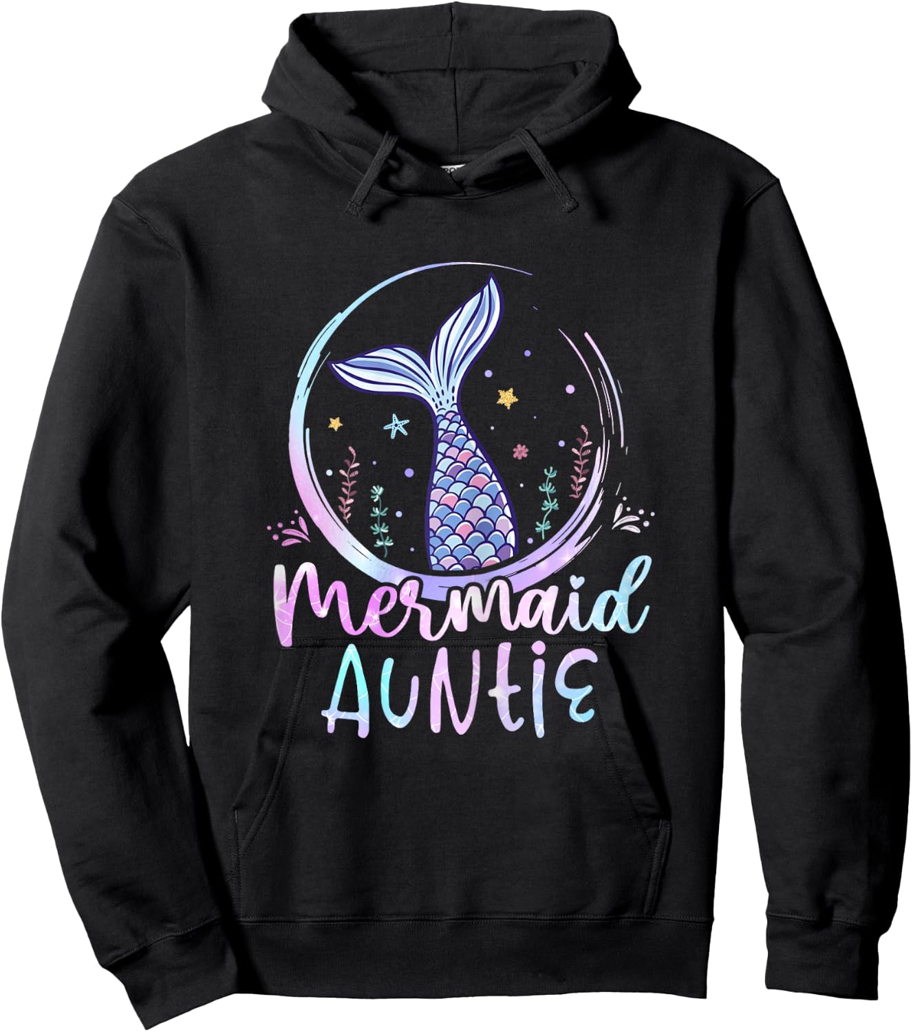 Mermaid Auntie Birthday Mermaid Girl Beach Mermaid Tail Hoodie - Hoodie | Black