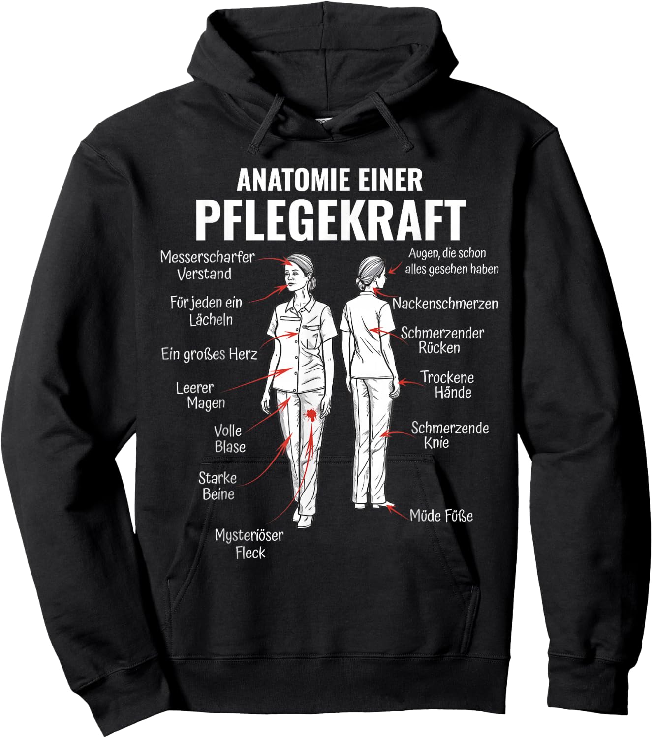 Anatomie Einer Pflegekraft Altenpflege Pflegeleben Hoodie - Hoodie | Black
