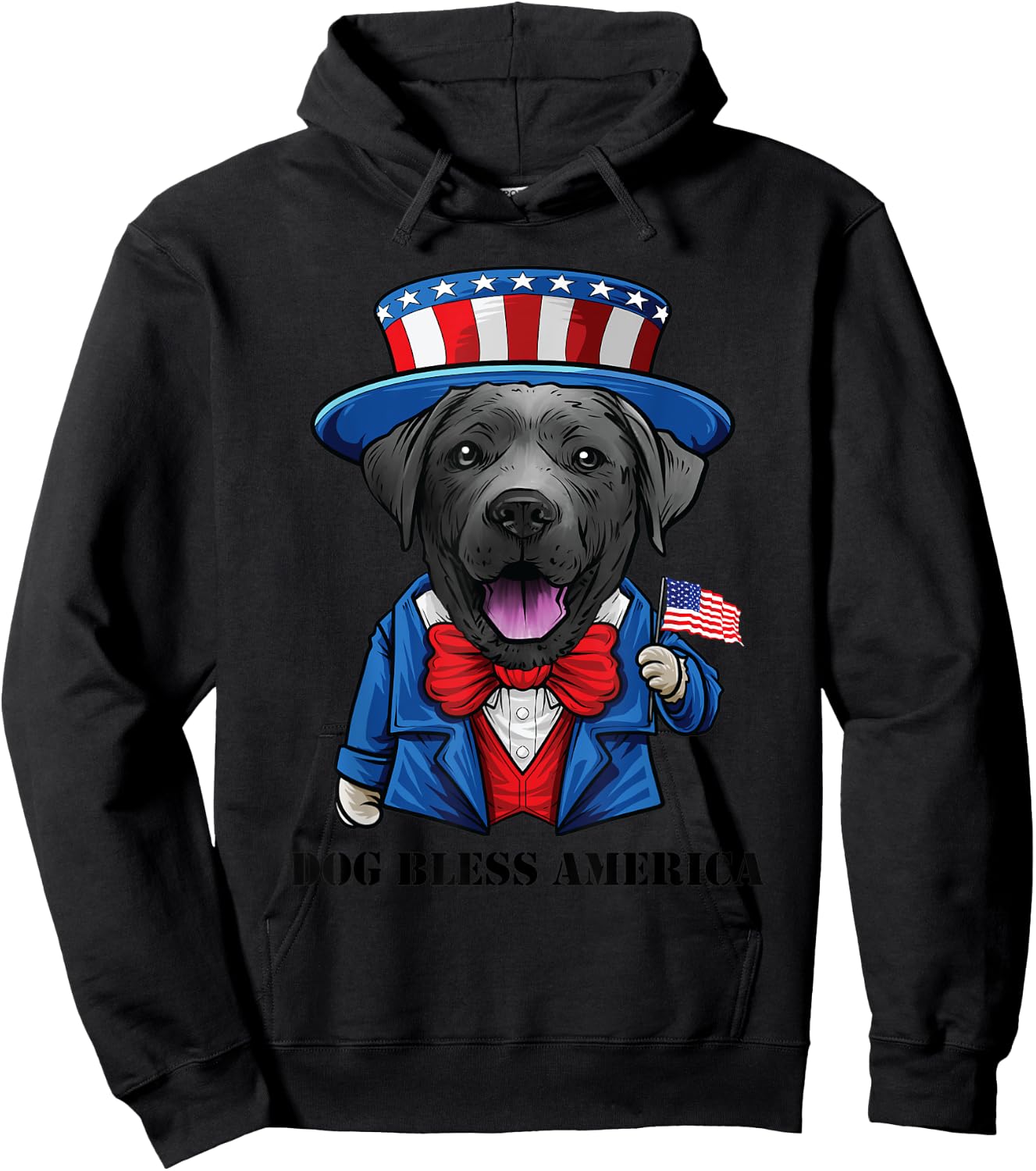 Funny 4th of July Black Lab Dog, Labrador Retriever Men Hoodie - Hoodie | Black