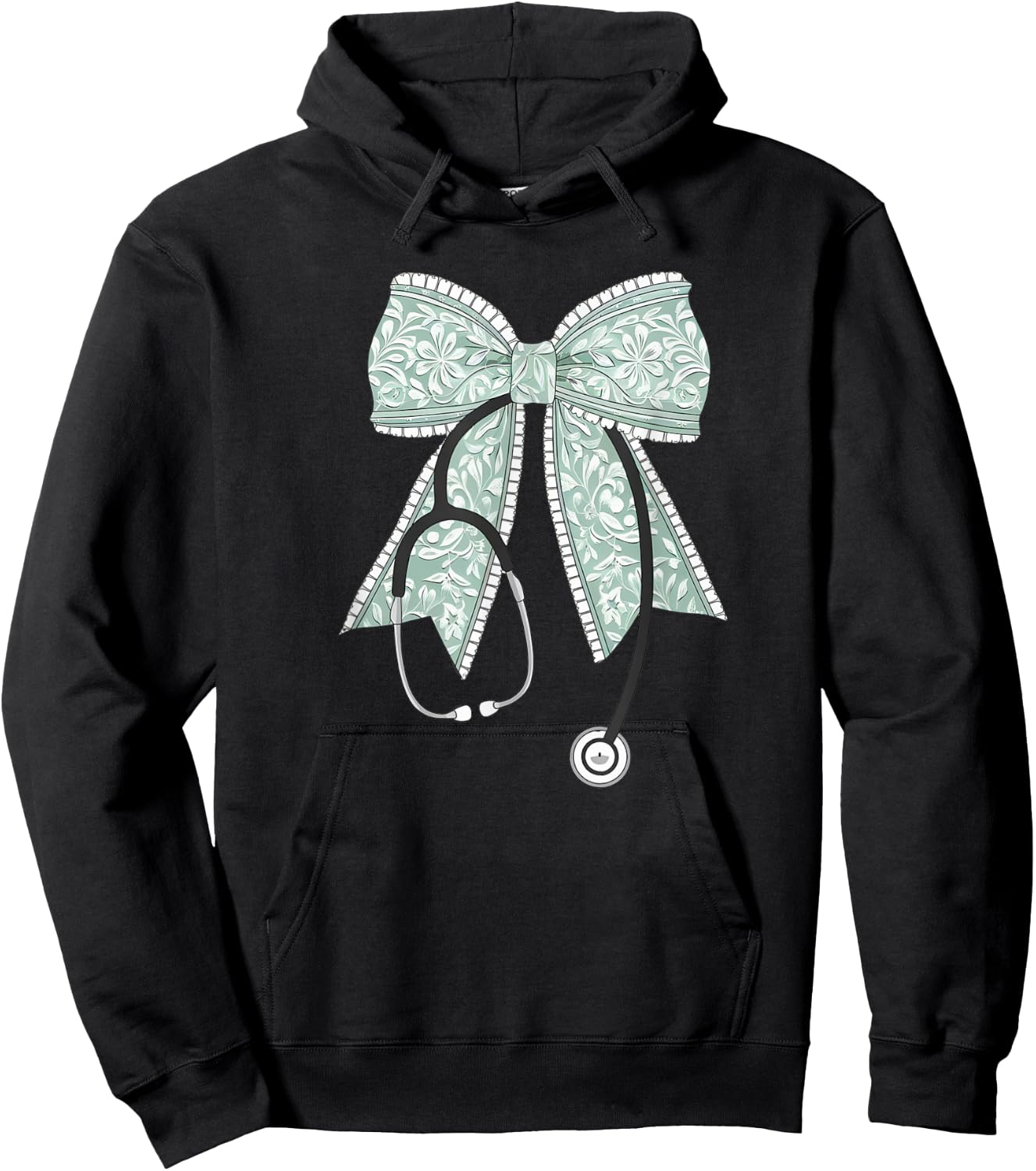 Nurse Doctor Coquette Bow Stethoscope Cute Nursing Ribbon Hoodie - Hoodie | Black