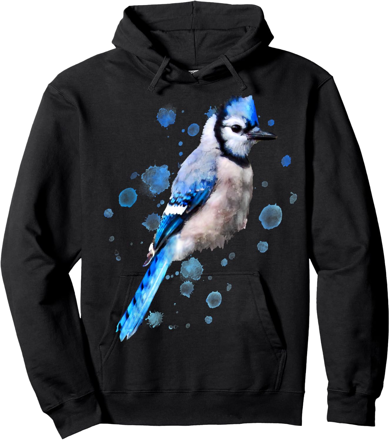 Watercolor blue jay bird artistic animal artsy painting Hoodie - Hoodie | Black