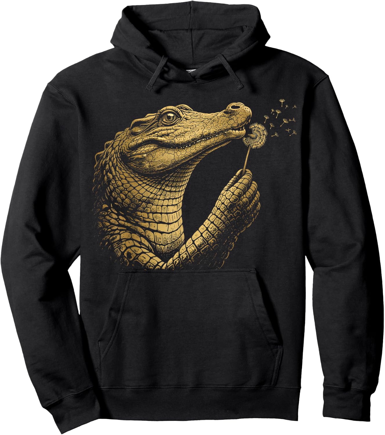 Funny Crocodile Blowing Wishes Alligator Blowing Dandelion Hoodie - Hoodie | Black