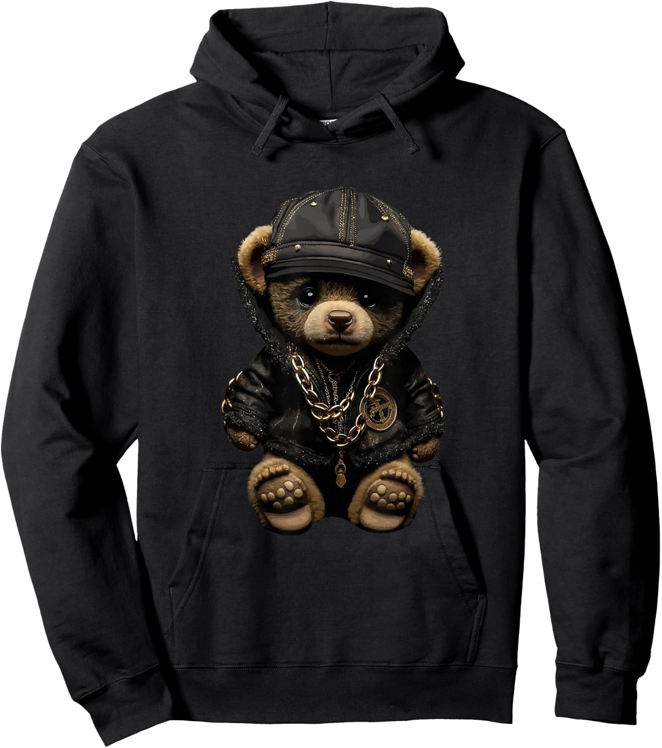Teddy Fashion Rap Bear Stylish Hip Hop Funny , black Hoodie - Hoodie | Black