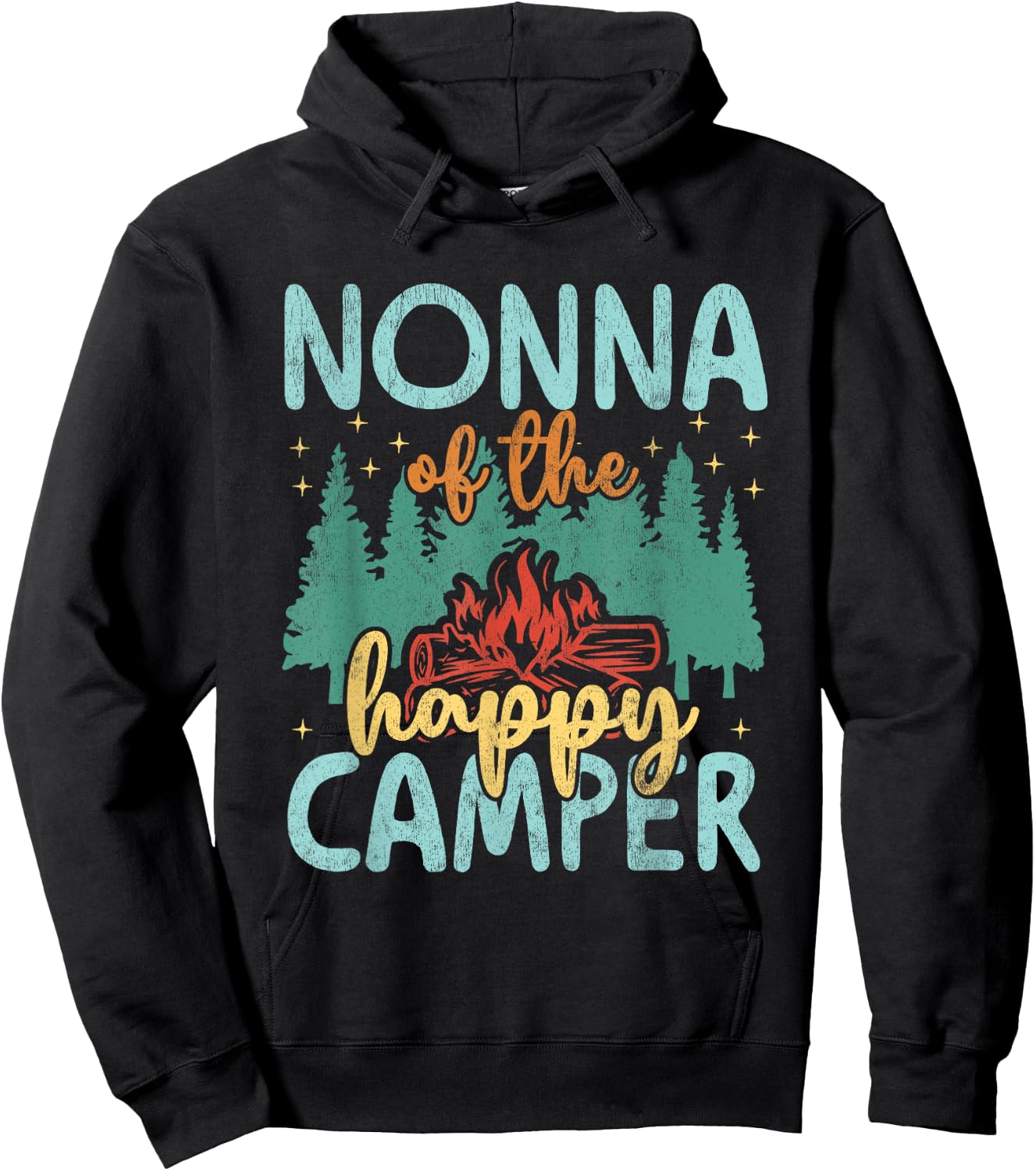 Nonna of Happy Camper 1st Birthday Party Retro Nonna Hoodie - Hoodie | Black