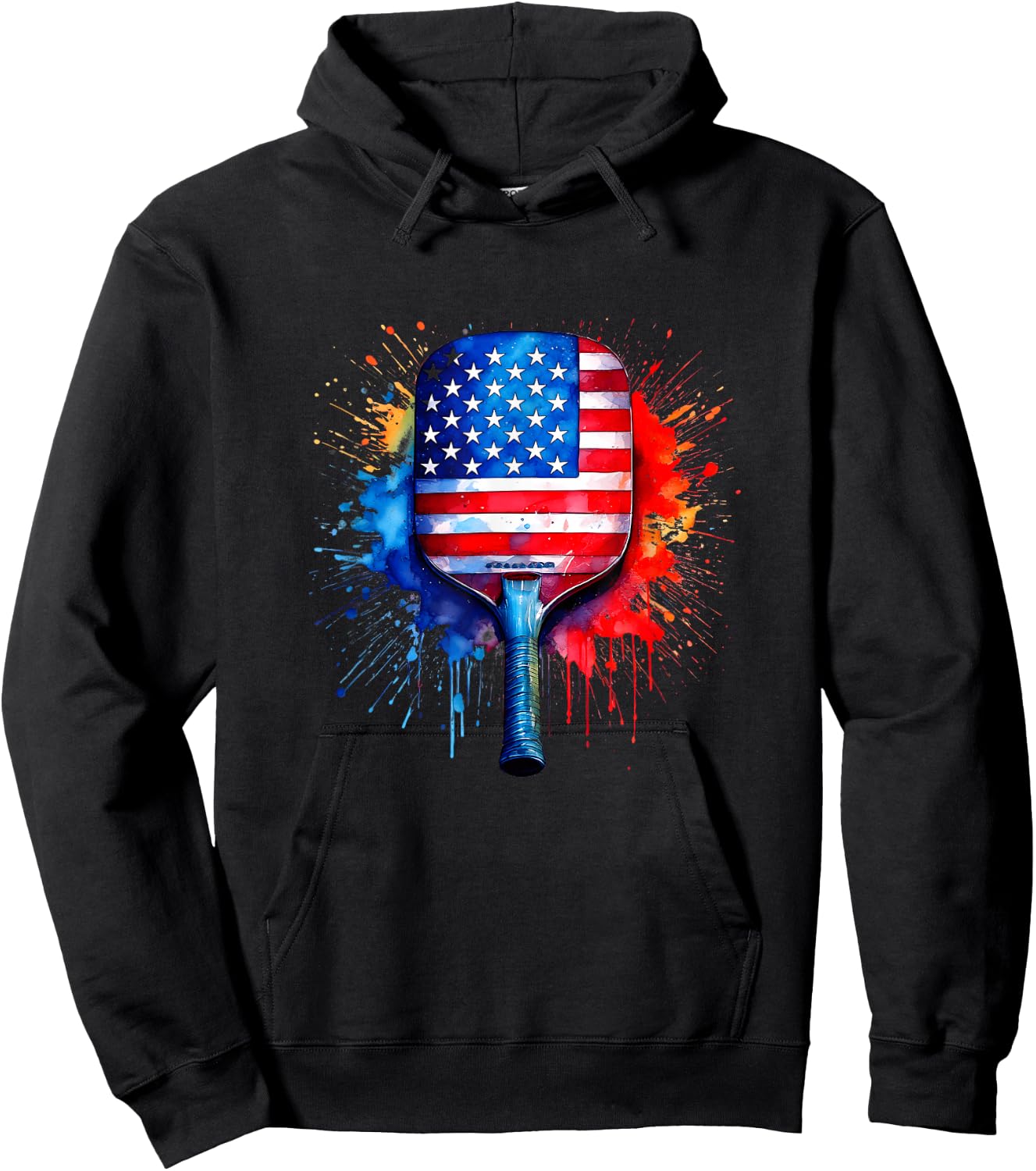 Pickleball Shirts USA Flag American 4th of July Sport Hoodie - Hoodie | Black