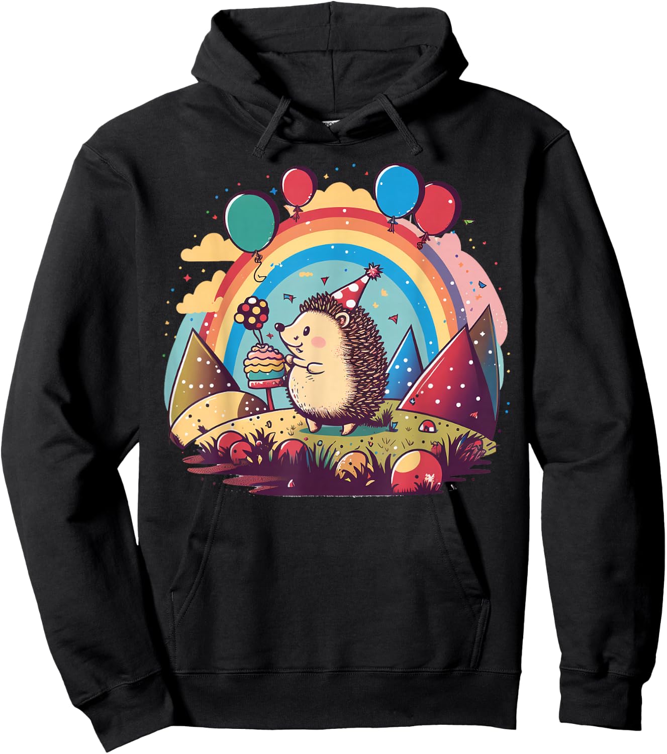 Celebration Hedgehog Event Birthday Party Hedgehog Hoodie - Hoodie | Black