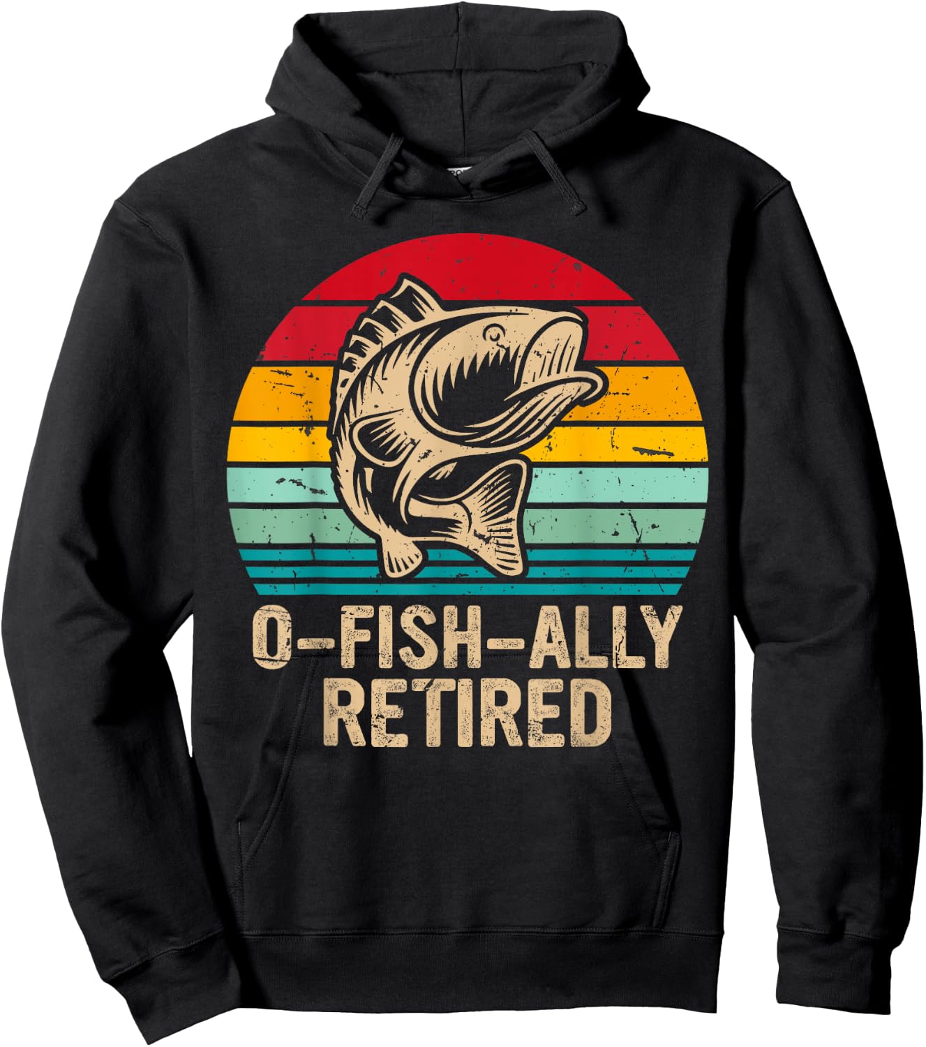 O-fish-ally Retired Retirement Fishing Vintage Hoodie - Hoodie | Black