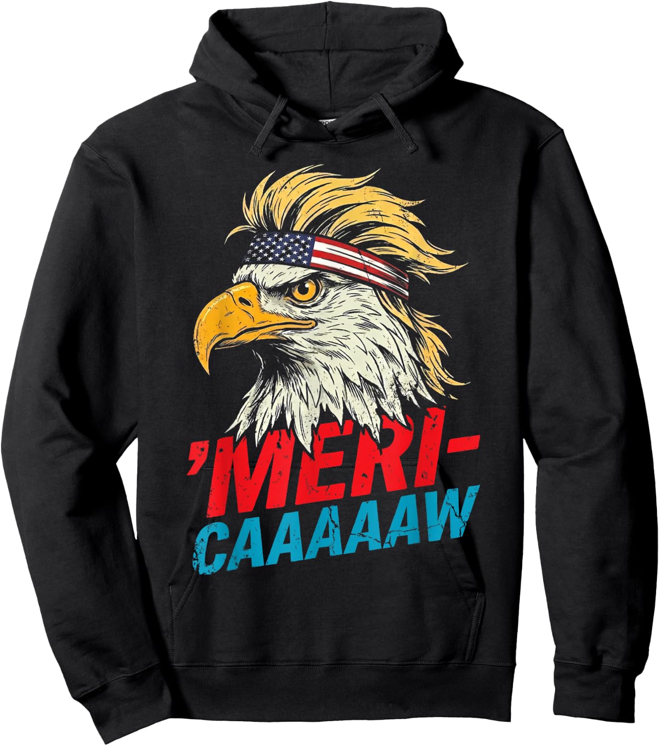 4th of July Eagle Meri Caw Freedom Patriotic Men Women Kids Hoodie - Hoodie | Black