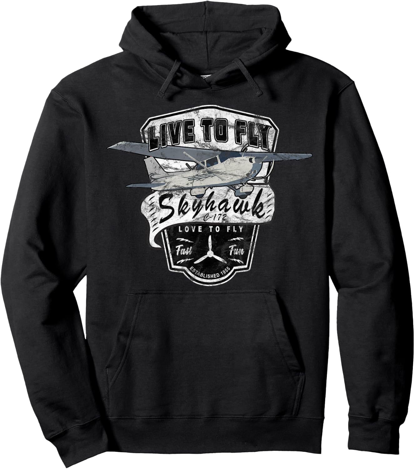 Live to Fly 172 Skyhawk Airplane Pilot Design Hoodie - Hoodie | Black