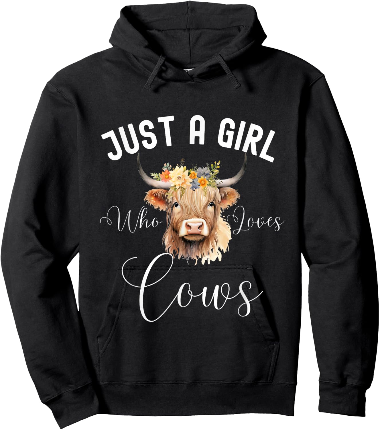 Just a Girl Who Loves Cows Funny Cute Cow for Girls Women Hoodie - Hoodie | Black