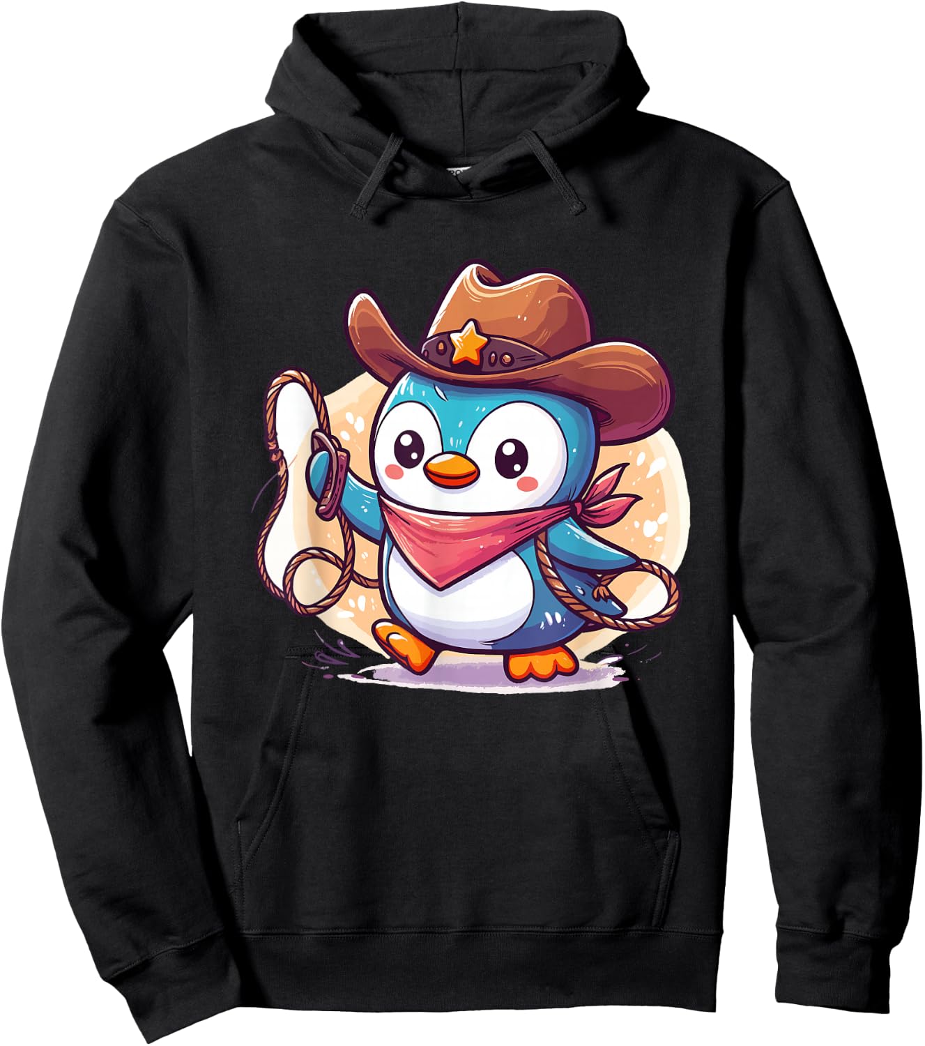Western Rodeo Cowboy Hat Penguin Texas Animals Hoodie - Hoodie | Black