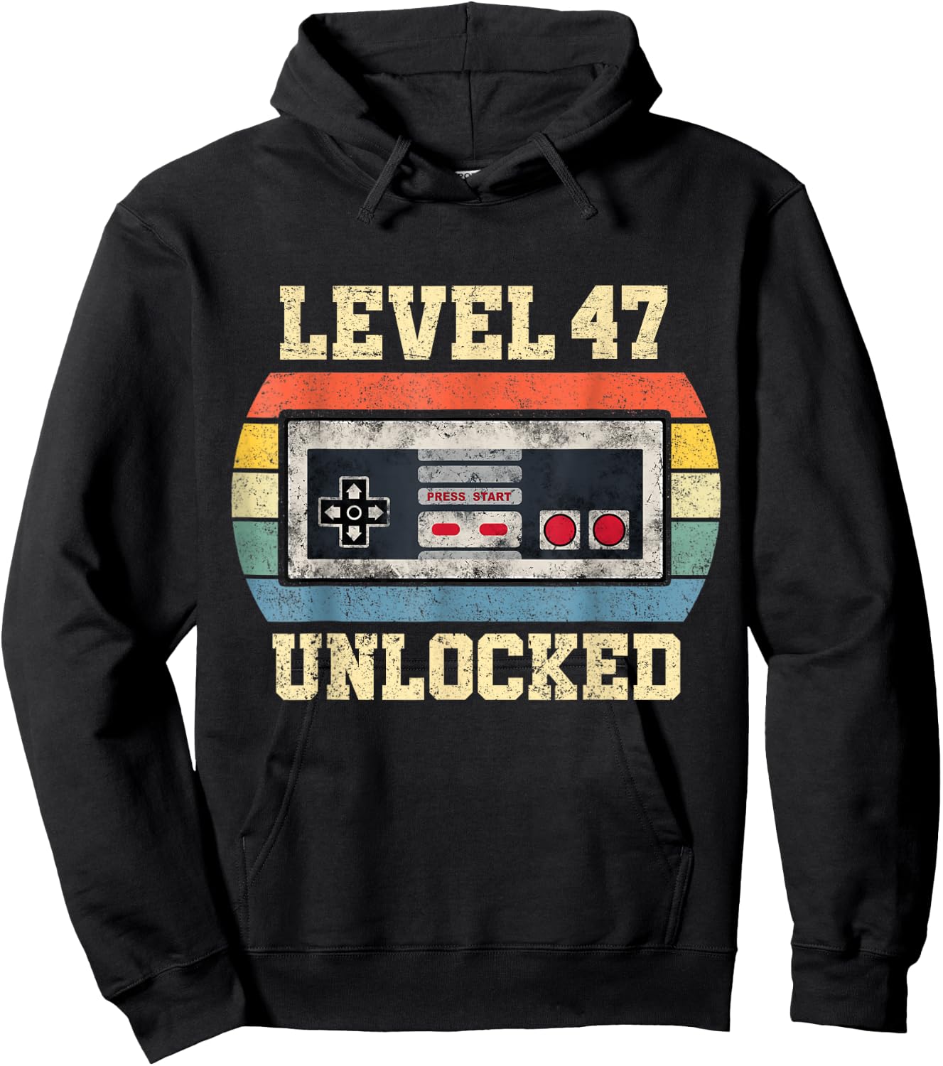 Level 47 Unlocked Funny 47 Year Old Gamer Gift 47th Birthday Hoodie - Hoodie | Black
