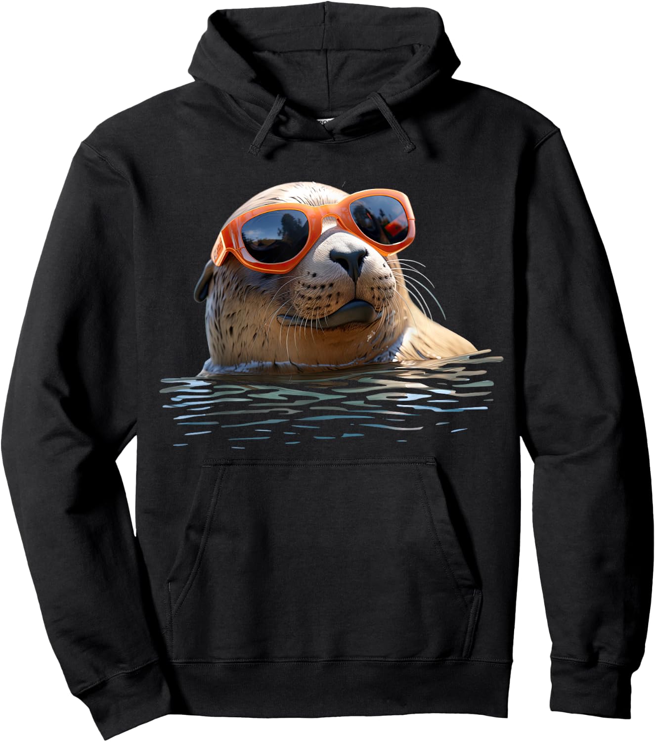 Seal with Sunglasses Seal Dog Seal Cute Seal , black Hoodie - Hoodie | Black
