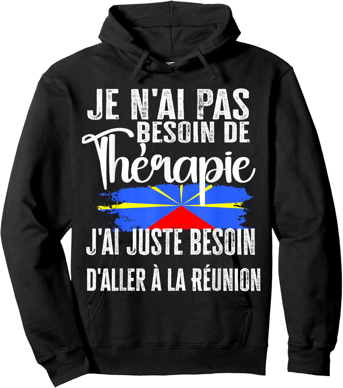Reunion Island Gift 974 Therapy Flag Creole , Black, S Hoodie - Hoodie | Black
