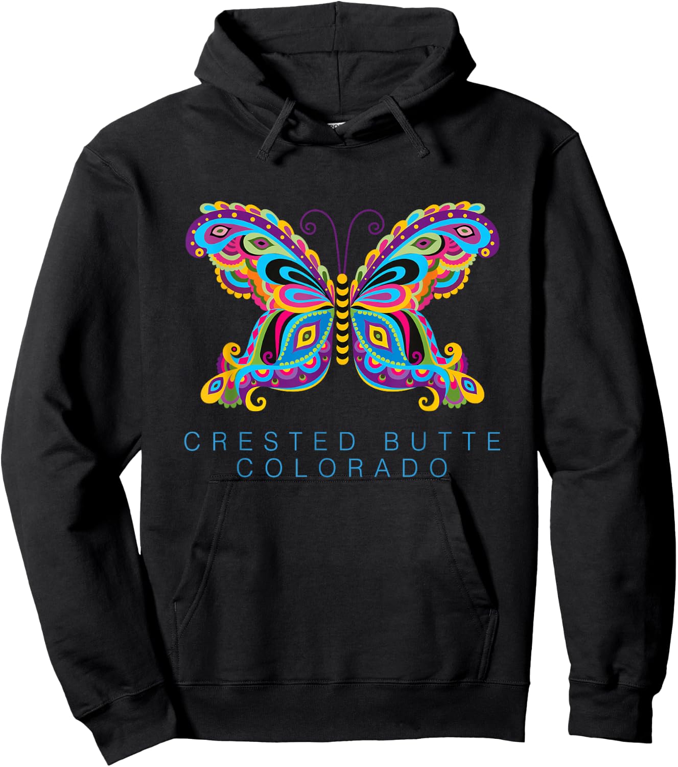 Crested Butte Colorado Souvenir Butterfly Graphic Hoodie - Hoodie | Black