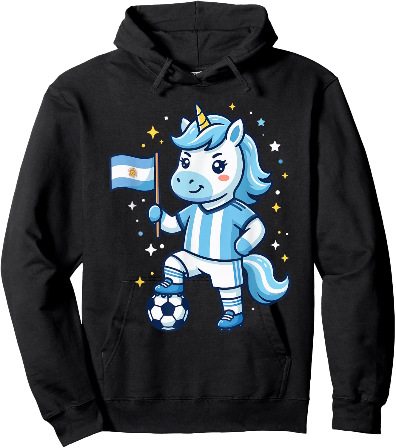 Argentina Flag Unicorn Cute Kawaii Argentinian Hoodie - Hoodie | Black
