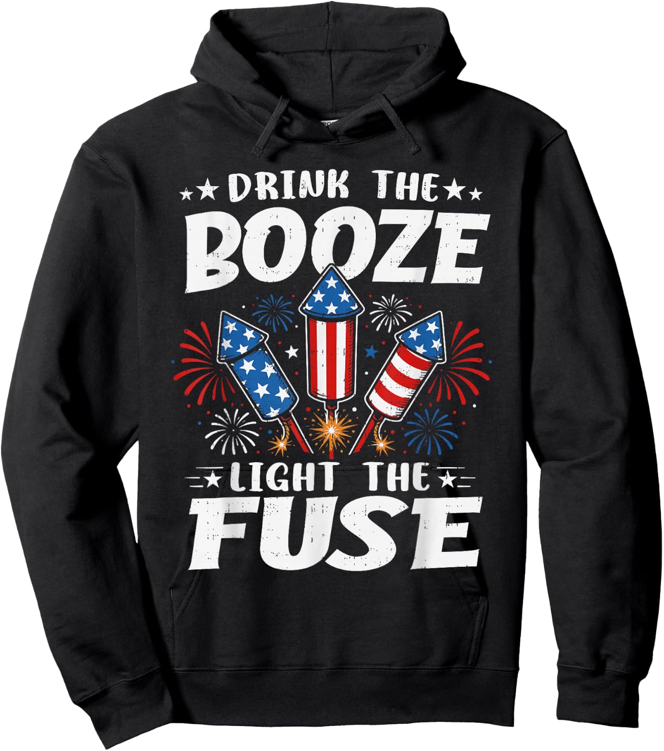 Funny Fireworks Fourth 4th of July America USA Men Women Hoodie - Hoodie | Black