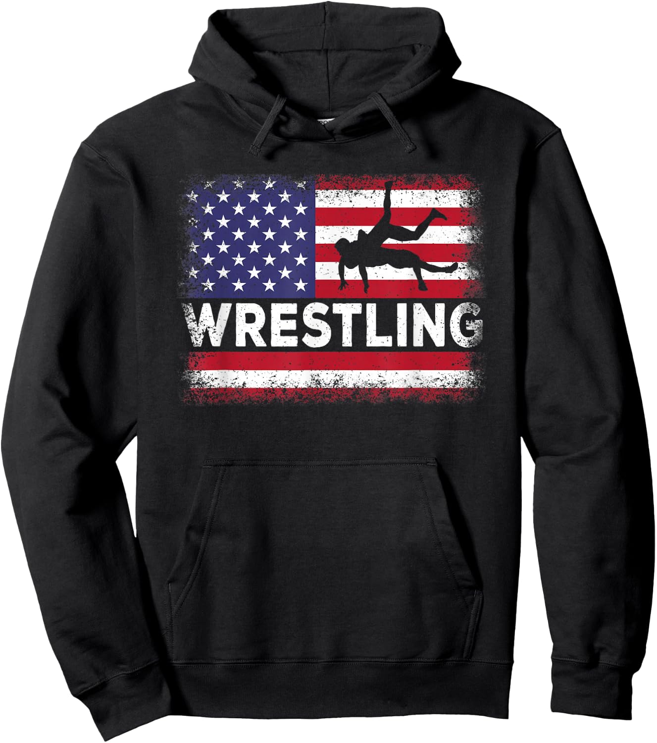 American Flag Wrestling Funny Wrestle Wrestler Men Women Hoodie - Hoodie | Black