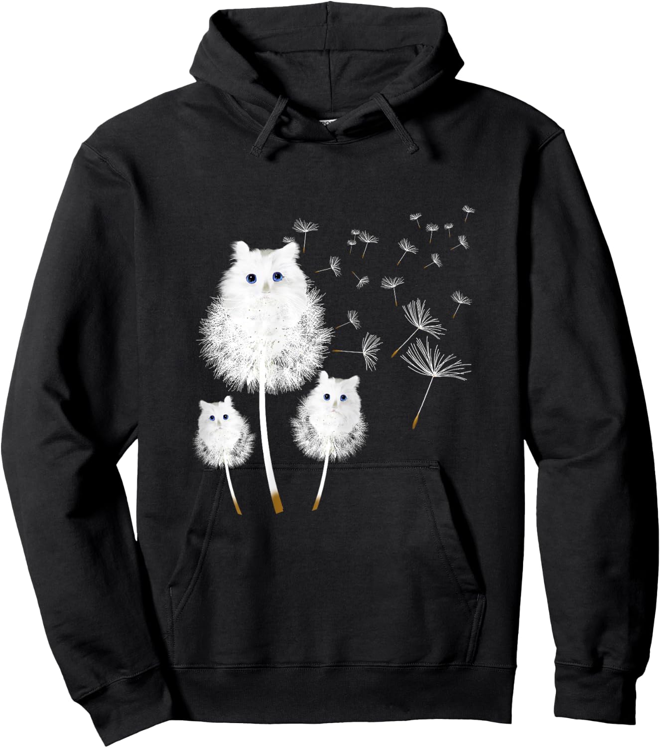 Cat Dandelion amazing Flower Cat lover design women girls Hoodie - Hoodie | Black