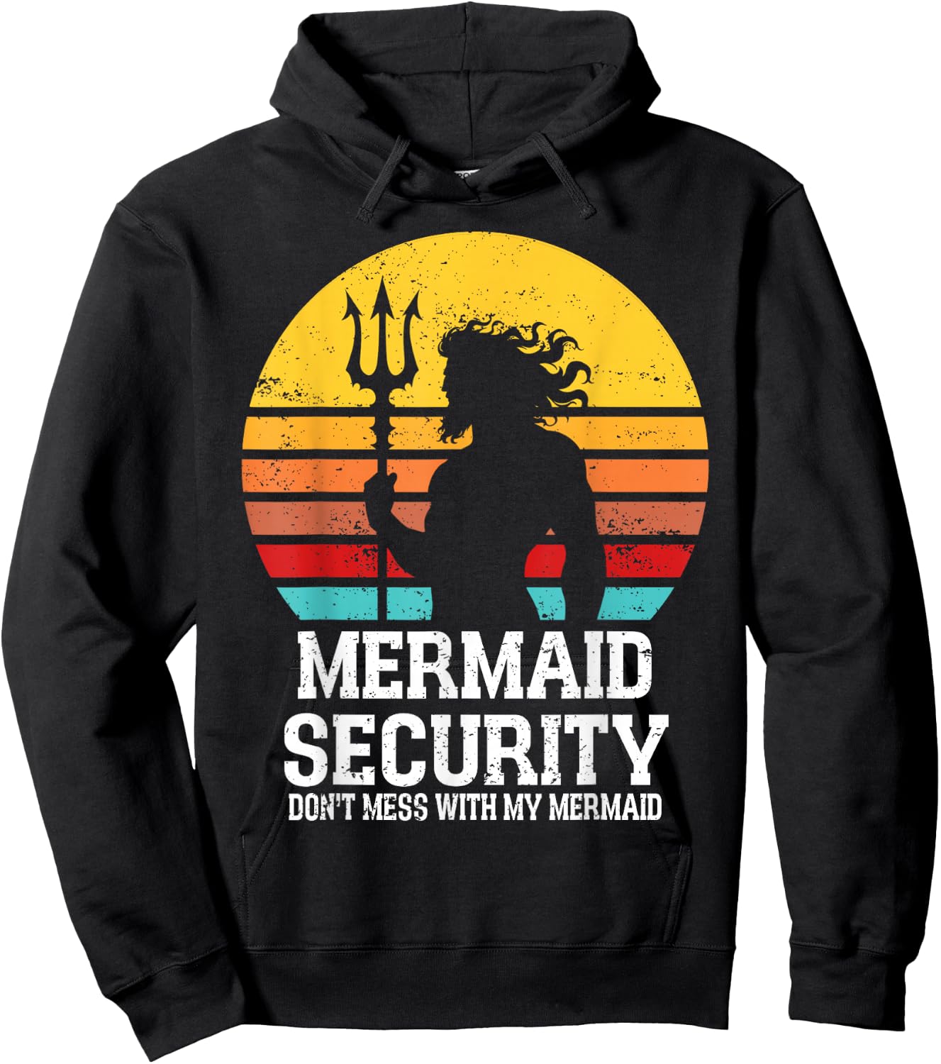 Vintage Mermaid Security Mermaid Birthday Merdad Father' Day Hoodie - Hoodie | Black