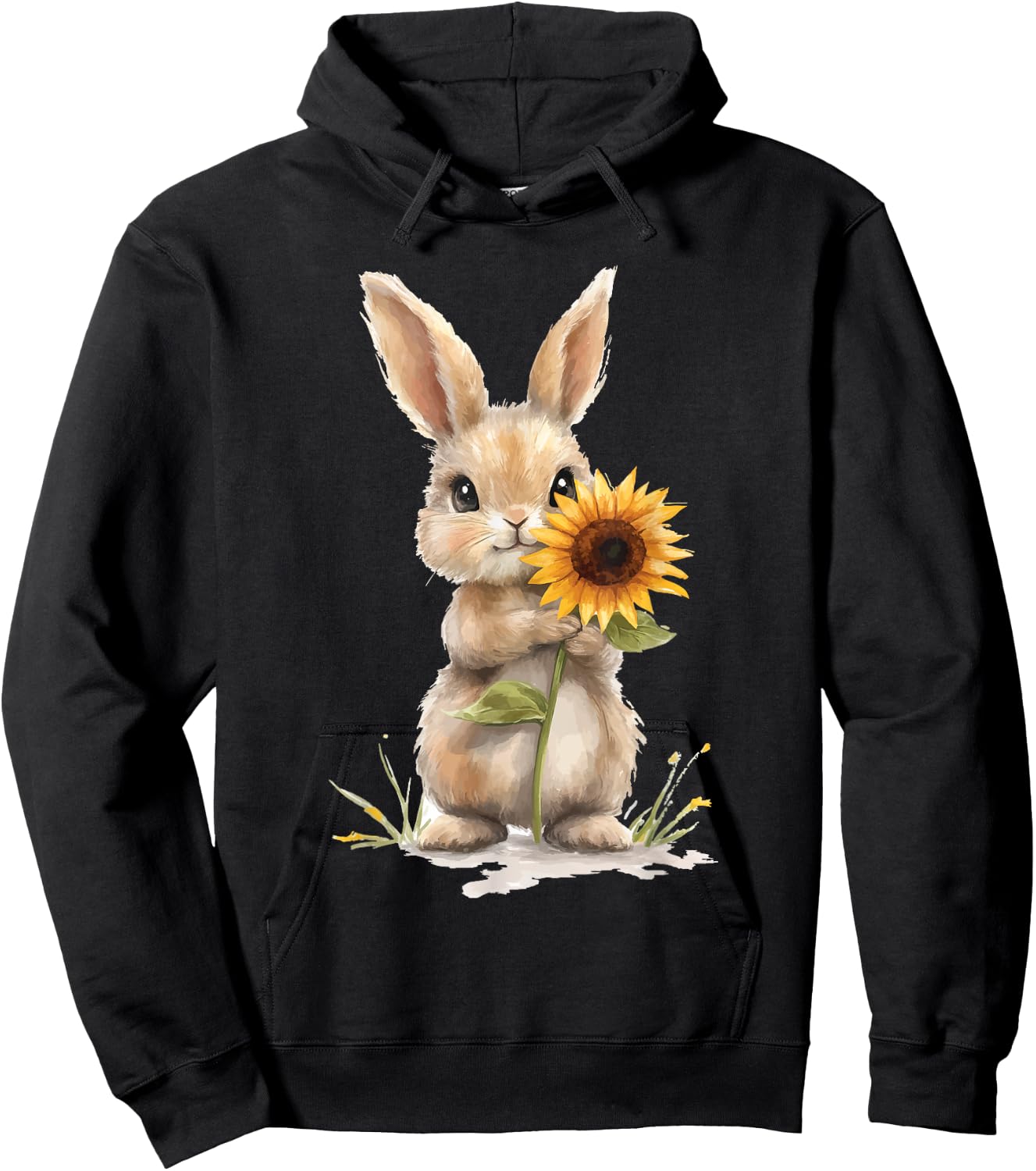 Bunny Sunflower Hoodie - Hoodie | Black