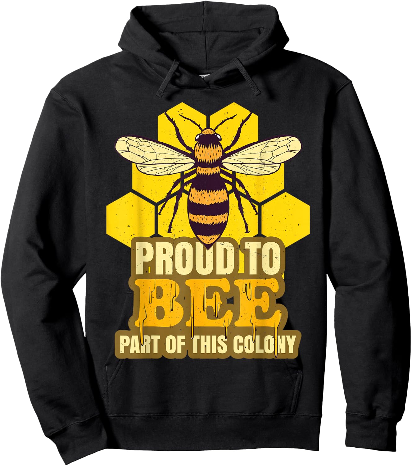 Proud To Bee Part Of This Colony | Honeycomb Bee Swarm Hoodie - Hoodie | Black