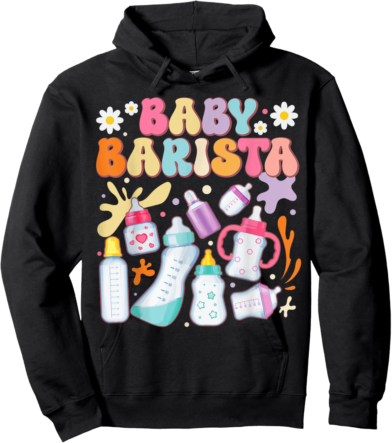 Funny Baby Barista: Milk Bottle NICU Nurse Hoodie - Hoodie | Black