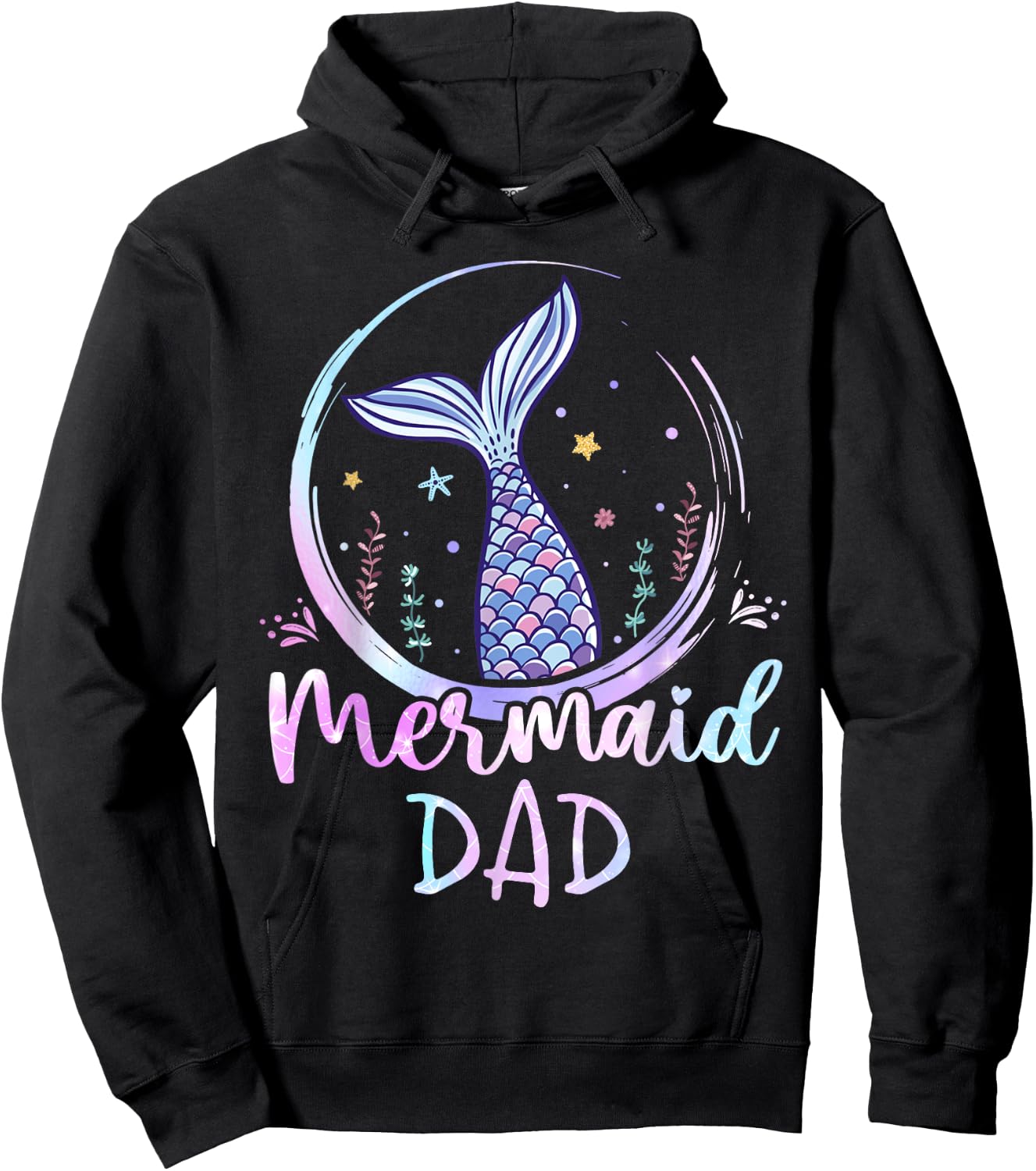 Mermaid Dad Birthday Mermaid Girl Beach Mermaid Tail Hoodie - Hoodie | Black