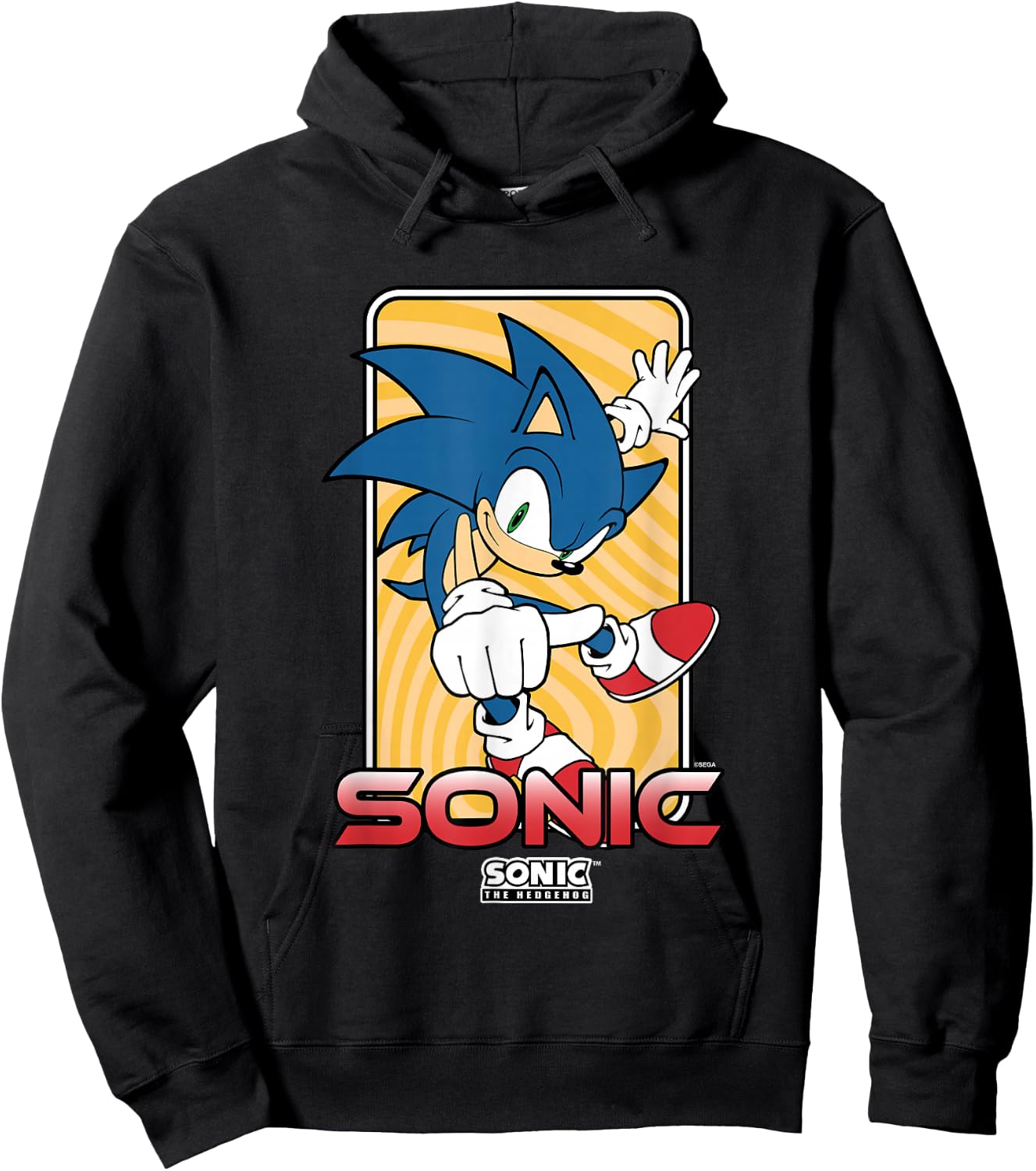 Sonic The Hedgehog Thumbs Up Wavy Portrait Hoodie - Hoodie | Black