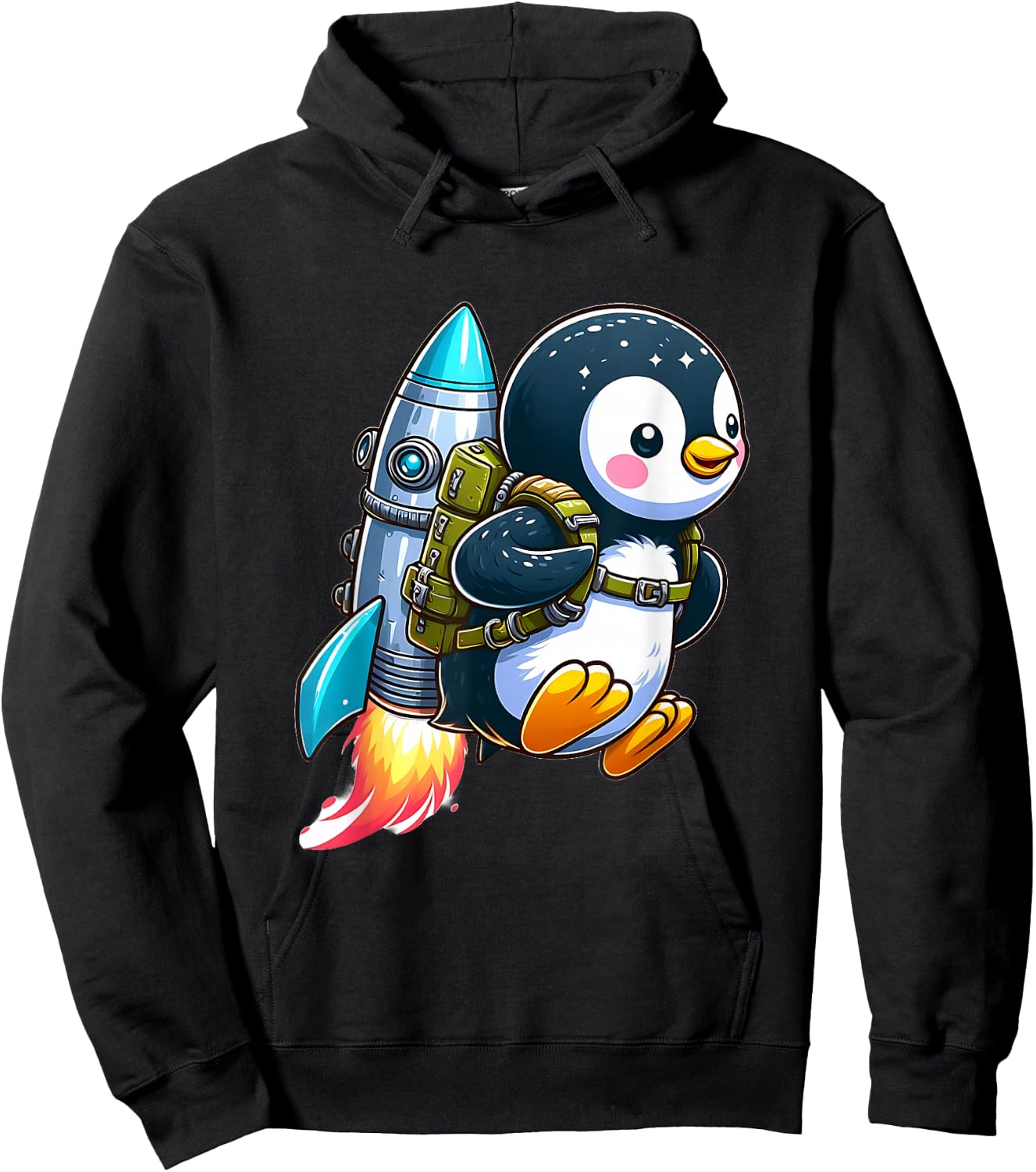 Flying Penguin with Jetpack Hoodie - Hoodie | Black
