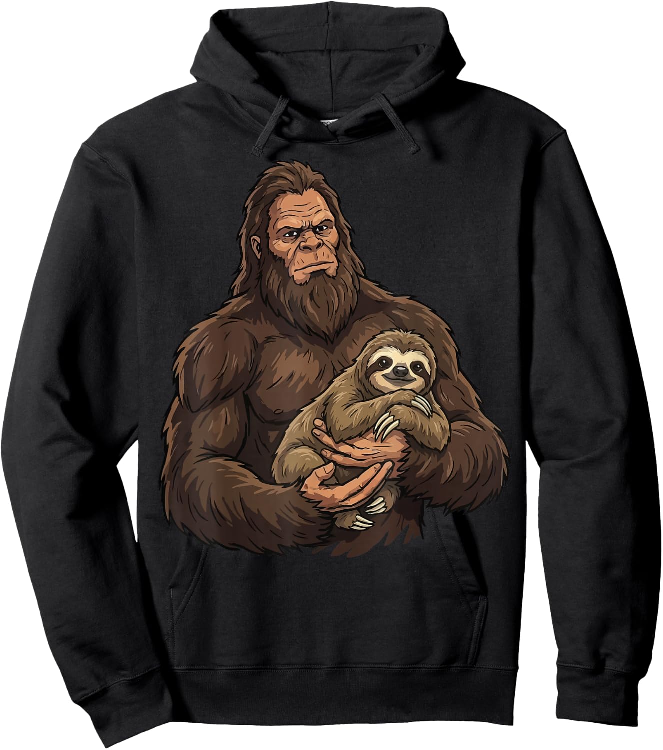 Bigfoot Holding Sloth Hoodie - Hoodie | Black