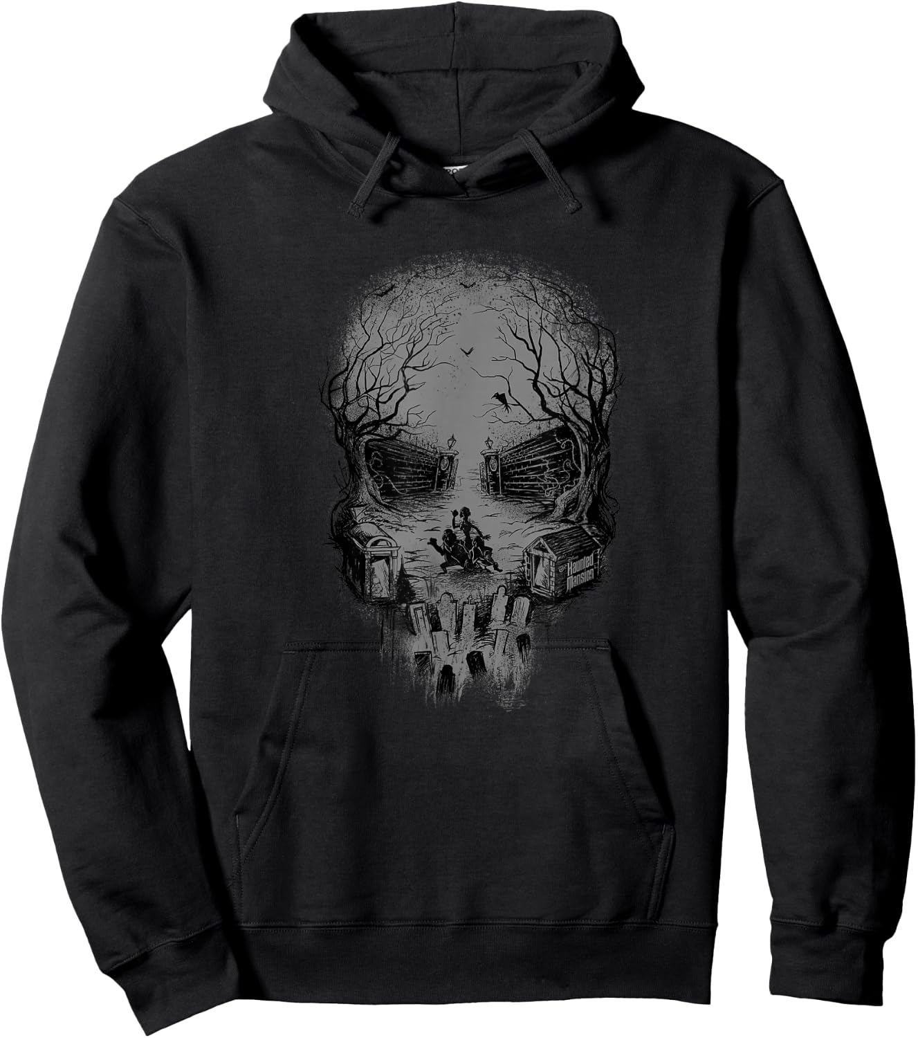 The Haunted Mansion Skull Shaped Graveyard Wide Shot Hoodie - Hoodie | Black