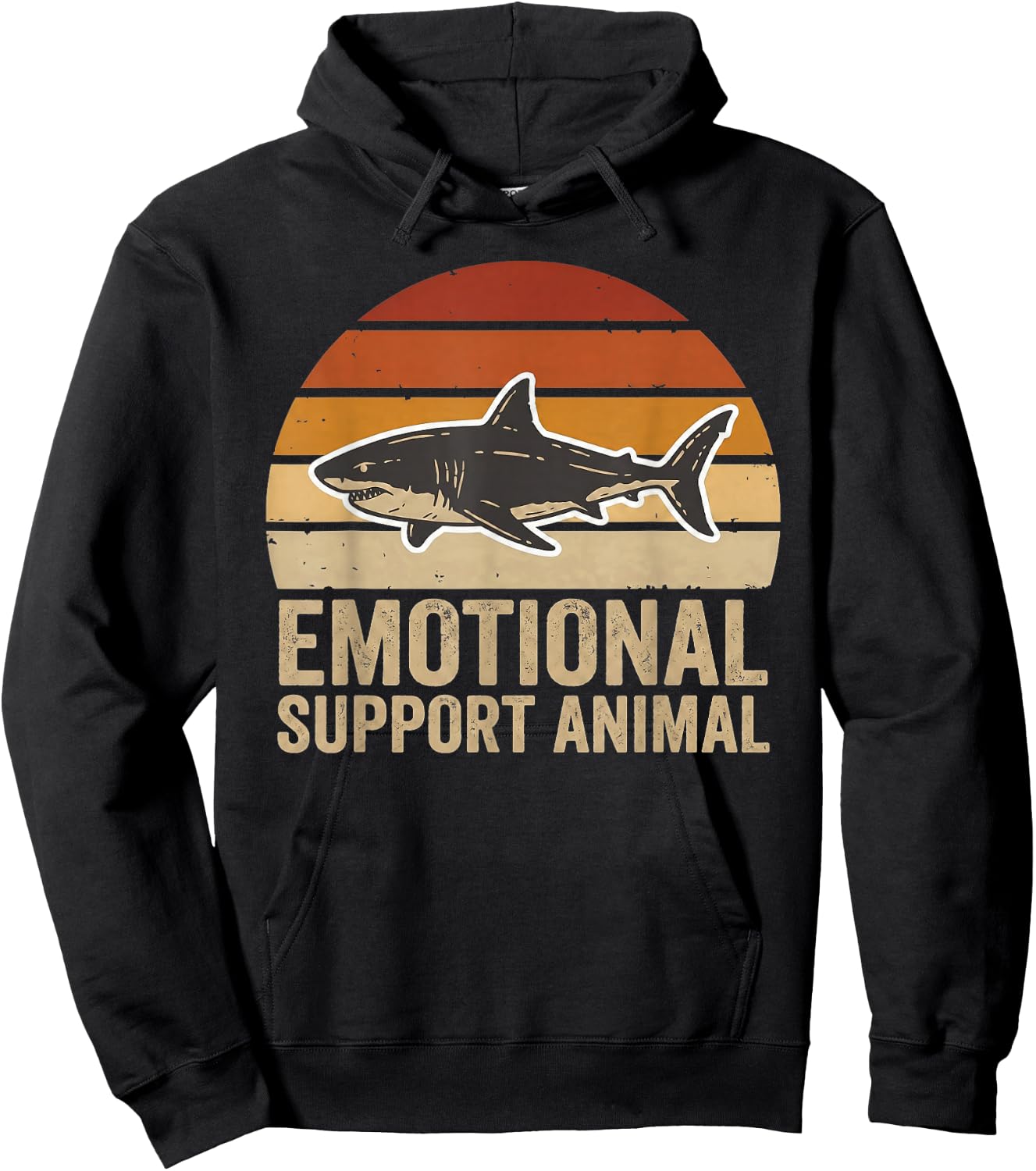 Support Animal Shark Emotional Funny Vintage Sea Creature Hoodie - Hoodie | Black