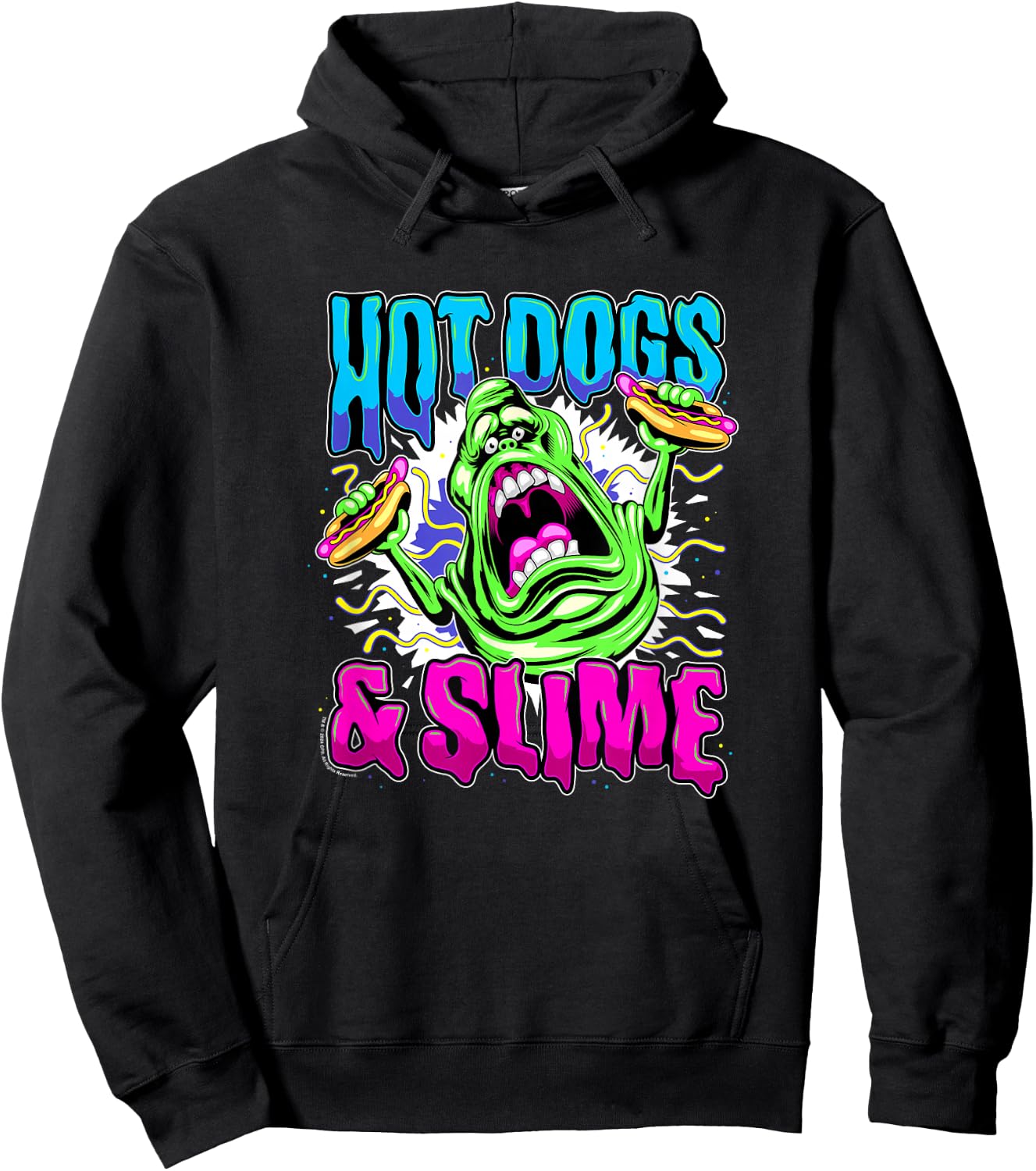 Ghostbusters Vintage Slimer Retro Hot Dogs & Slime Logo - Erwachsene und Kinder - Schwarz - S Hoodie - Hoodie | Black