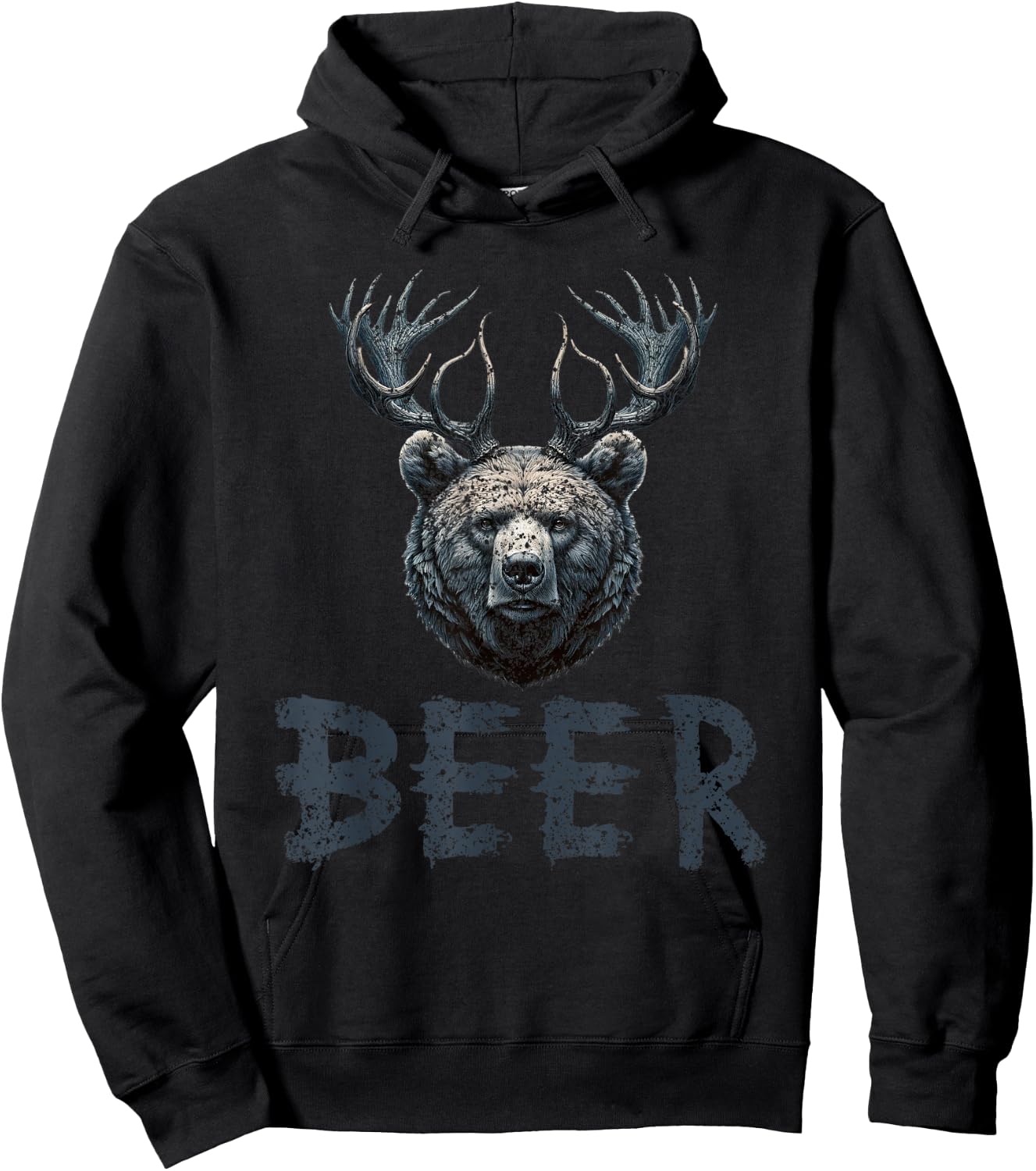 Beer Bear With Antlers Deer Bear Grizzly Beer Hoodie - Hoodie | Black