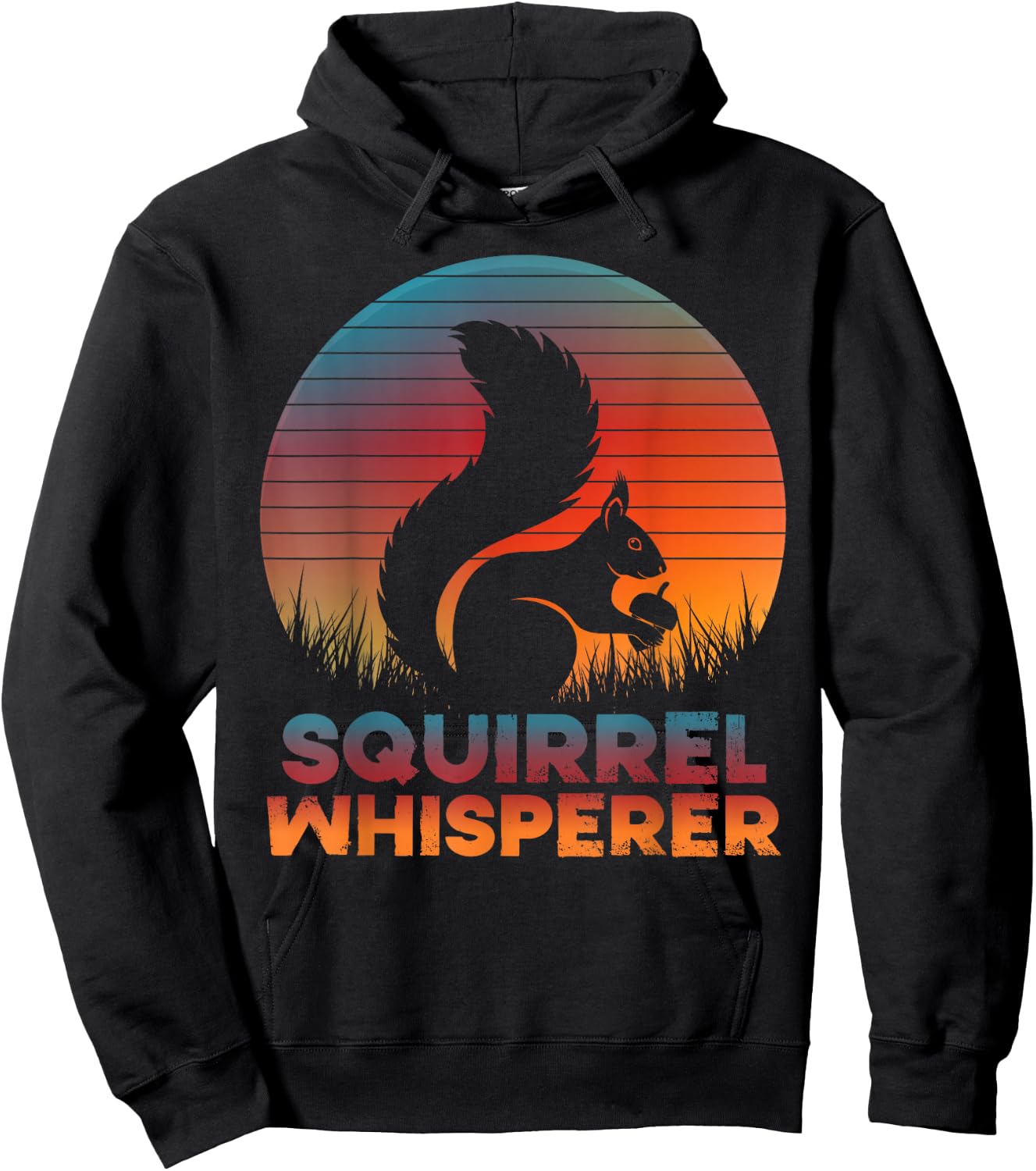 Funny Squirrel Whisperer Rodent Animal Lover Retro Sunset Hoodie - Hoodie | Black
