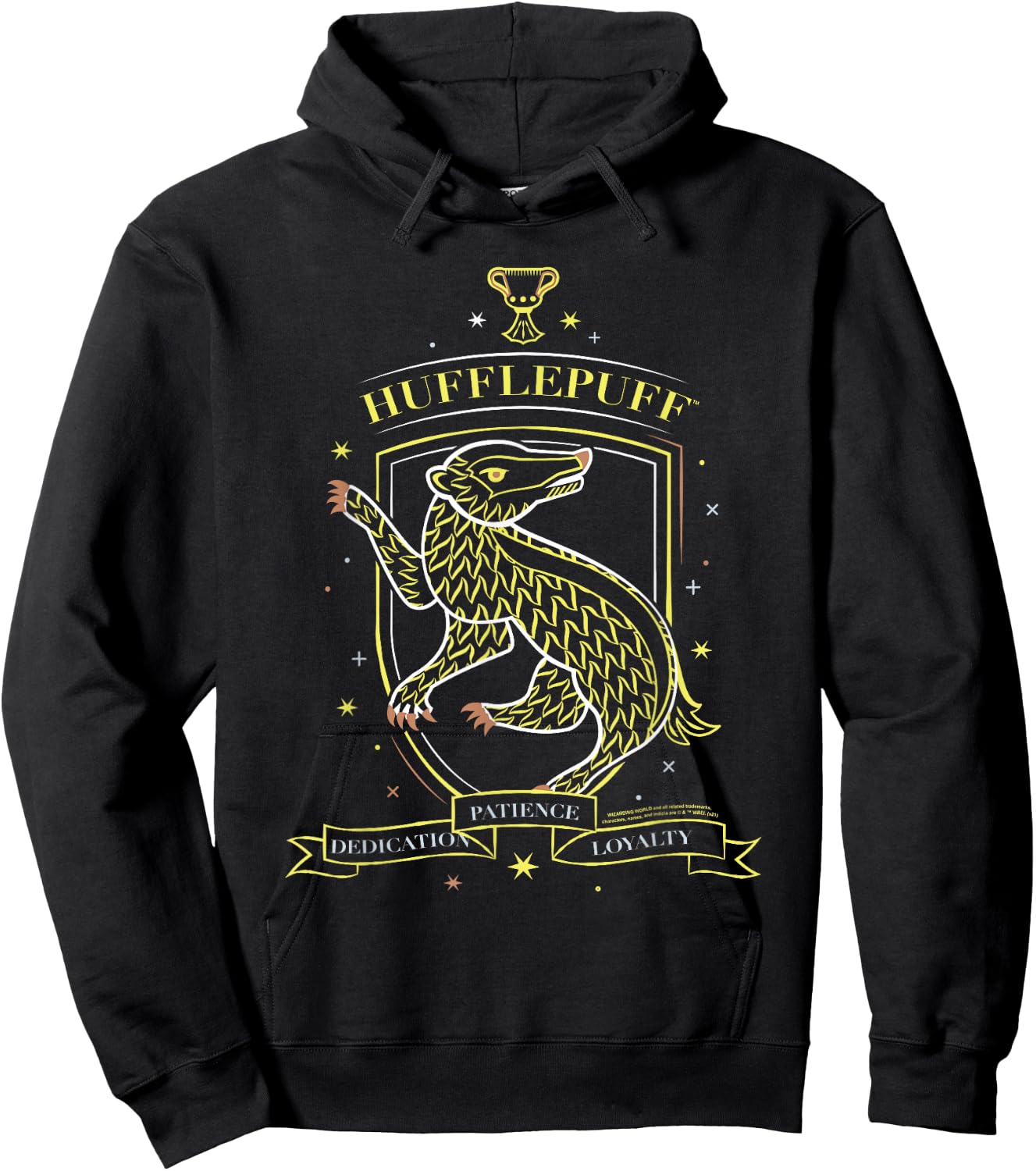 Harry Potter Hand Drawn Hufflepuff Shield Hoodie - Hoodie | Black