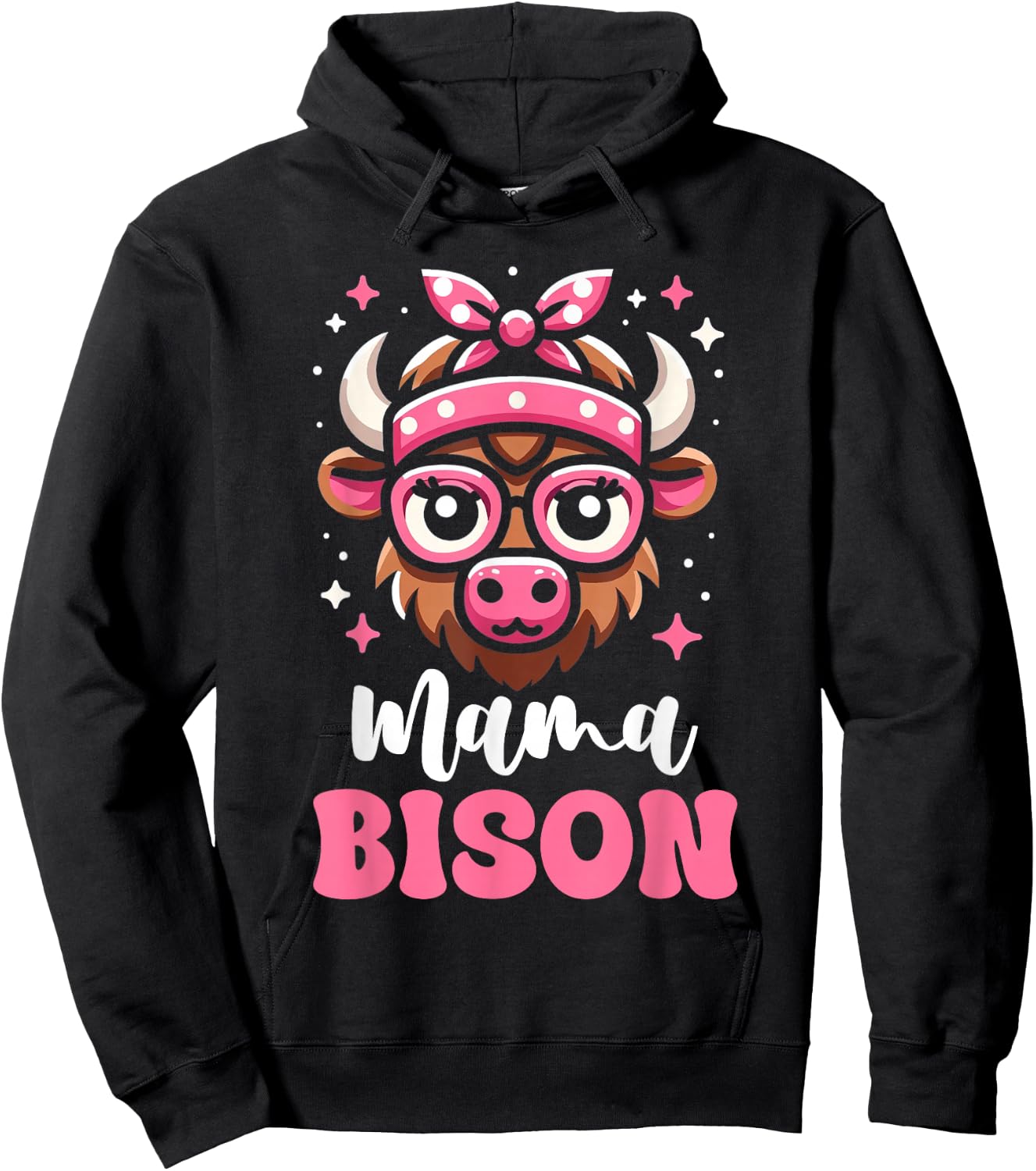 Pink Bandana Glasses Bison Mama Mother’s Day Hoodie - Hoodie | Black