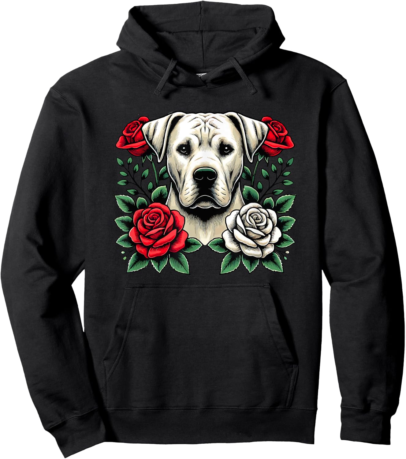 Roses Flowers Dogo Argentino Hoodie - Hoodie | Black