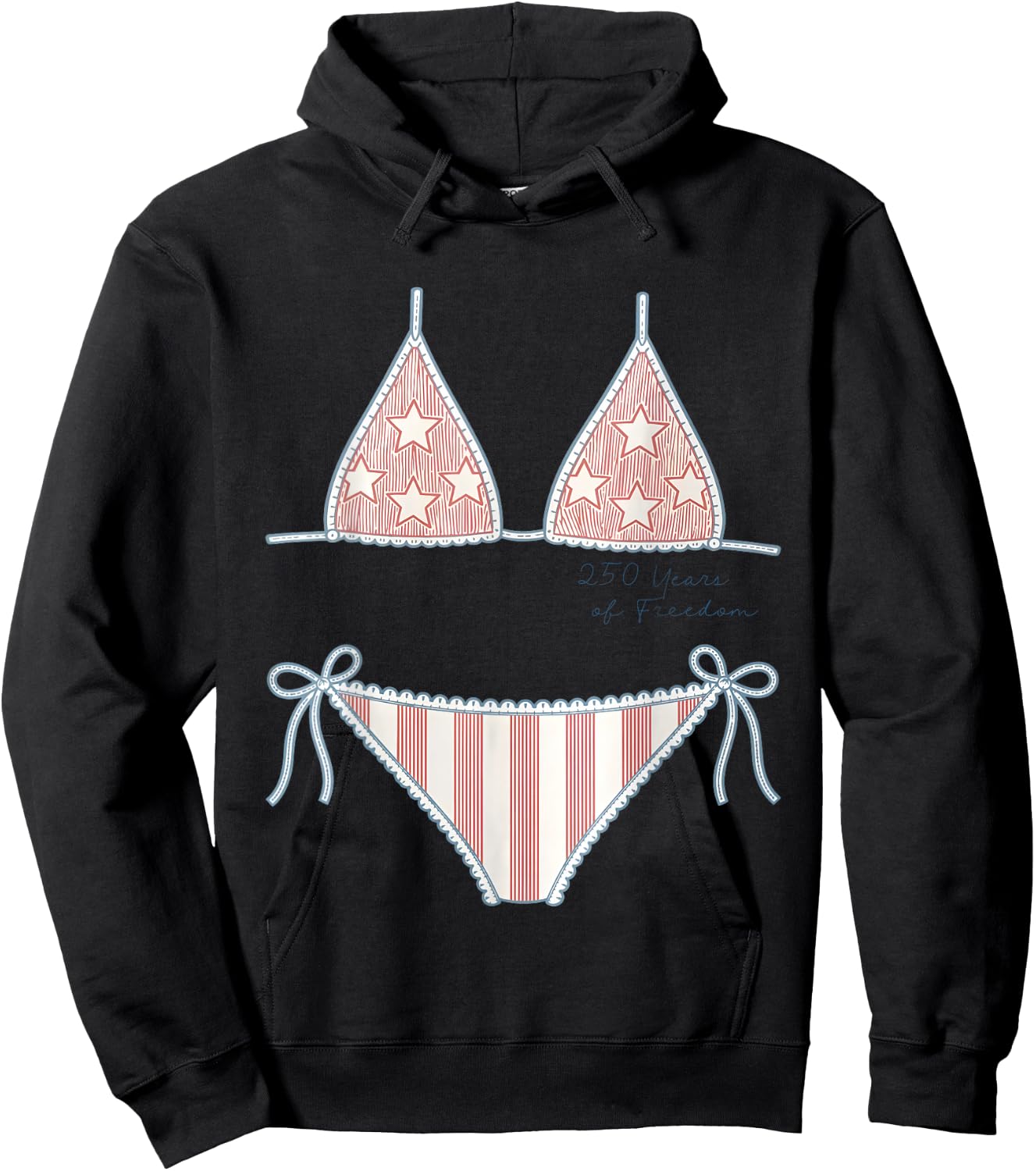 (2 Side) Patriotic Bikini Costume Funny Summer 4Th of July Hoodie - Hoodie | Black