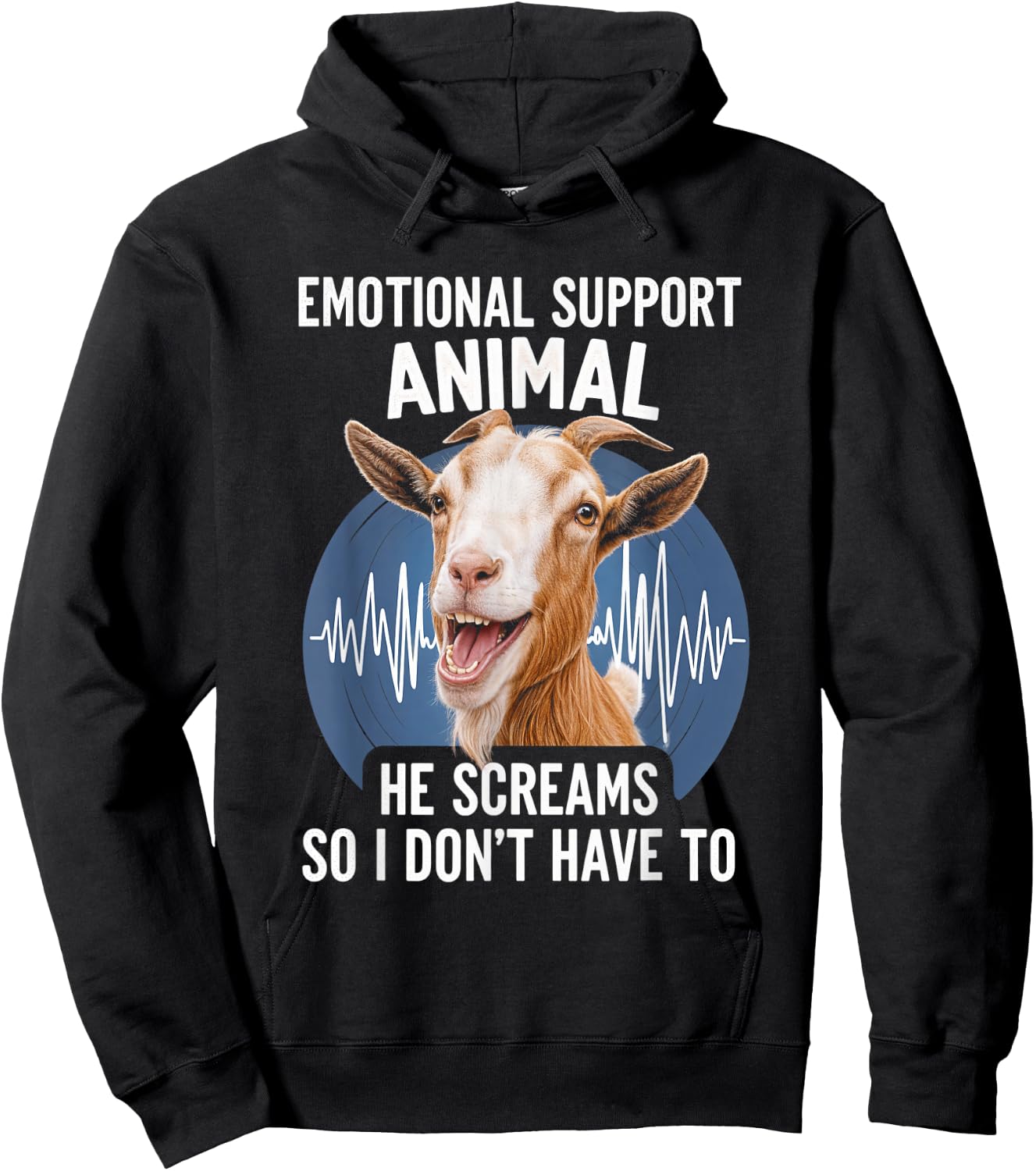 Emotional Support Animal Goat Screaming Funny Goat Hoodie - Hoodie | Black