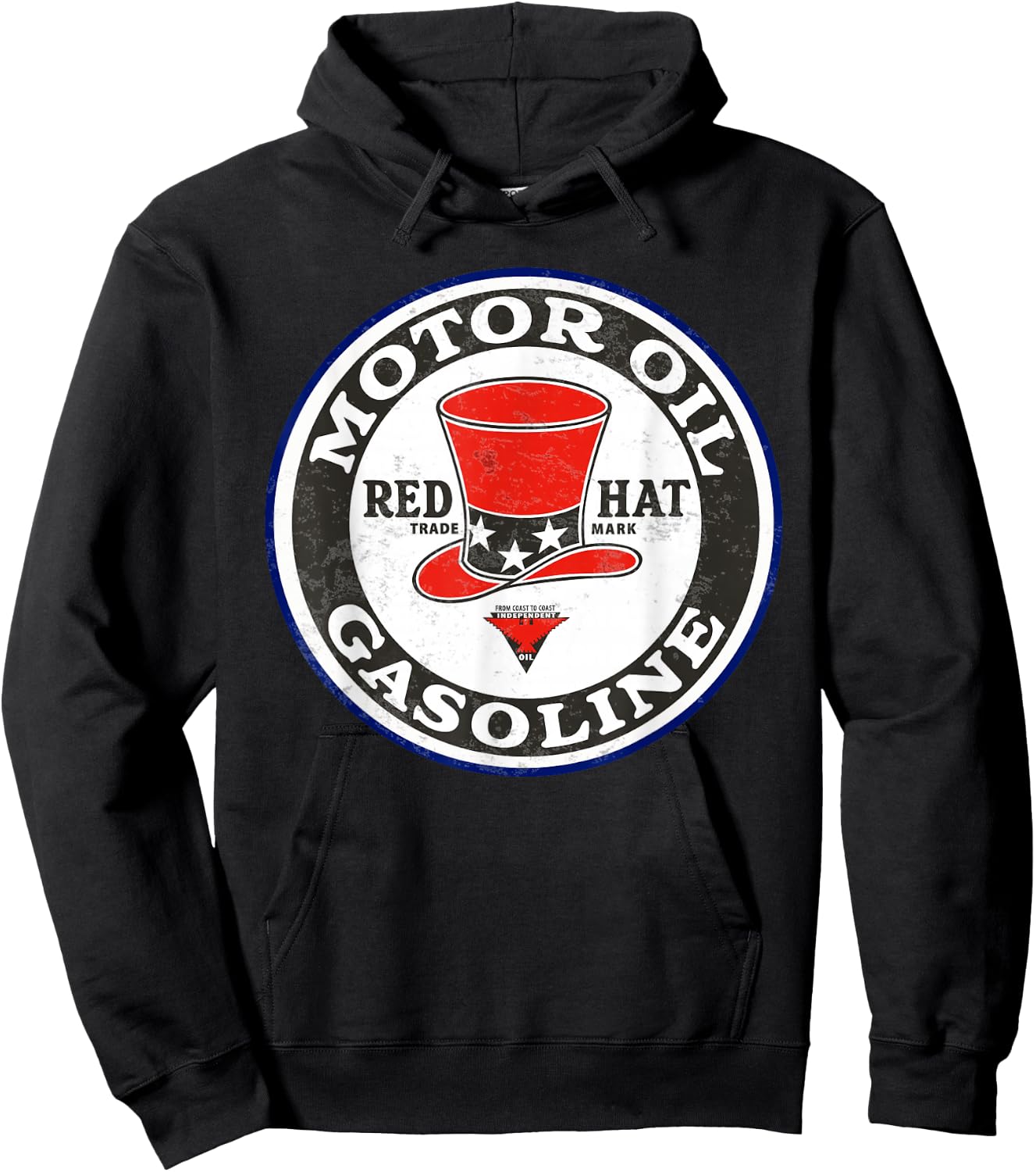 Retro Vintage Gas Station Red Hat Motor Oil Car Bike Garage Hoodie - Hoodie | Black