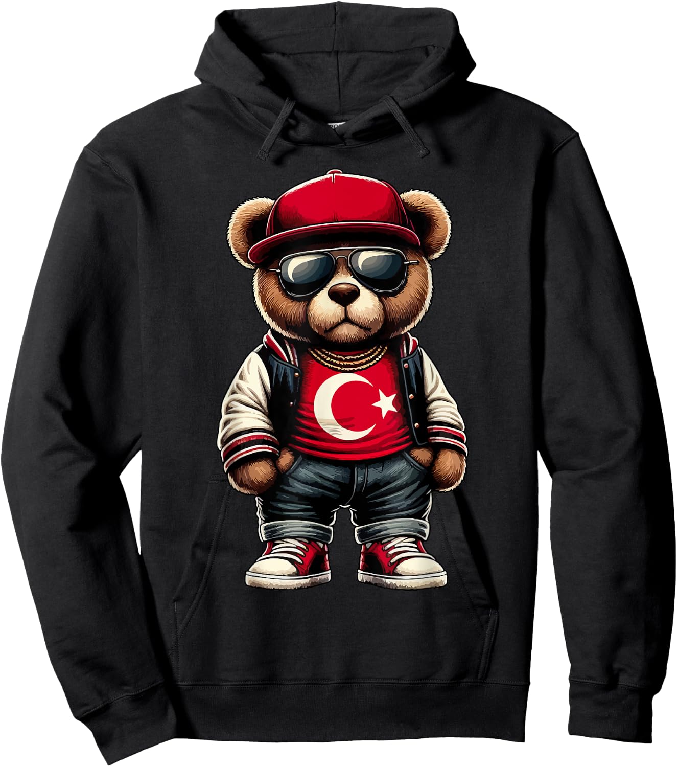 Cool Türkischer Teddybär Türkei Flagge Outfit Street Grafik Hoodie - Hoodie | Black