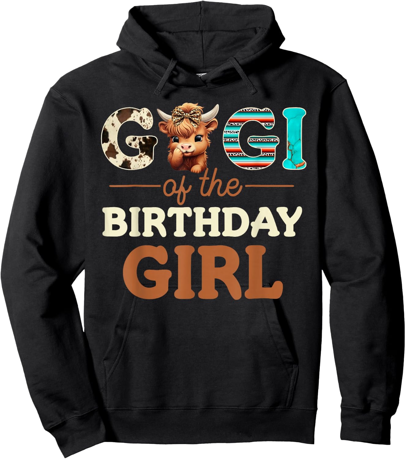 Gigi of The Birthday Girl Highland Cow Print First Bday Hoodie - Hoodie | Black