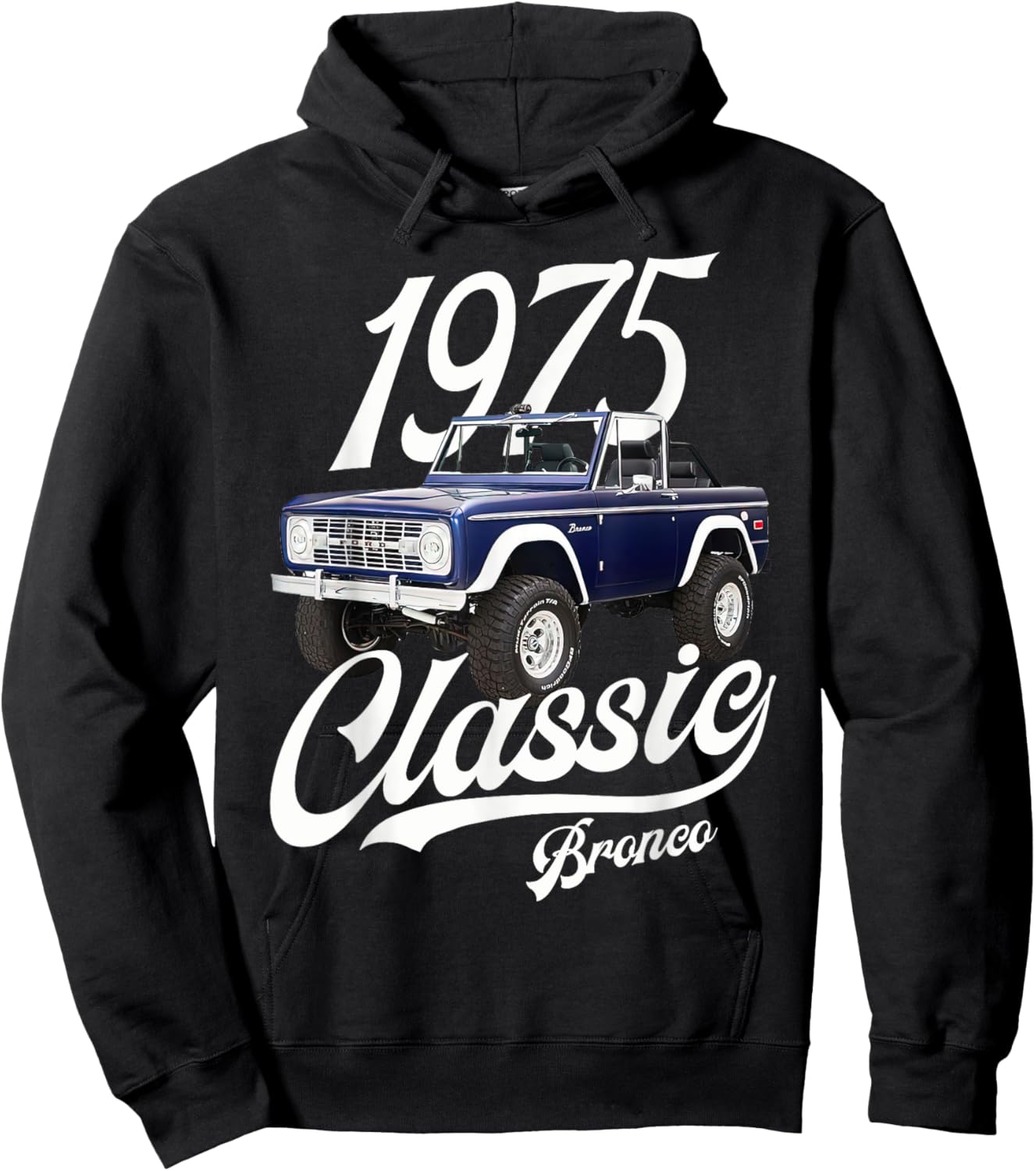 Classic bronco 1975 Navy Blue Knoxville Hoodie - Hoodie | Black