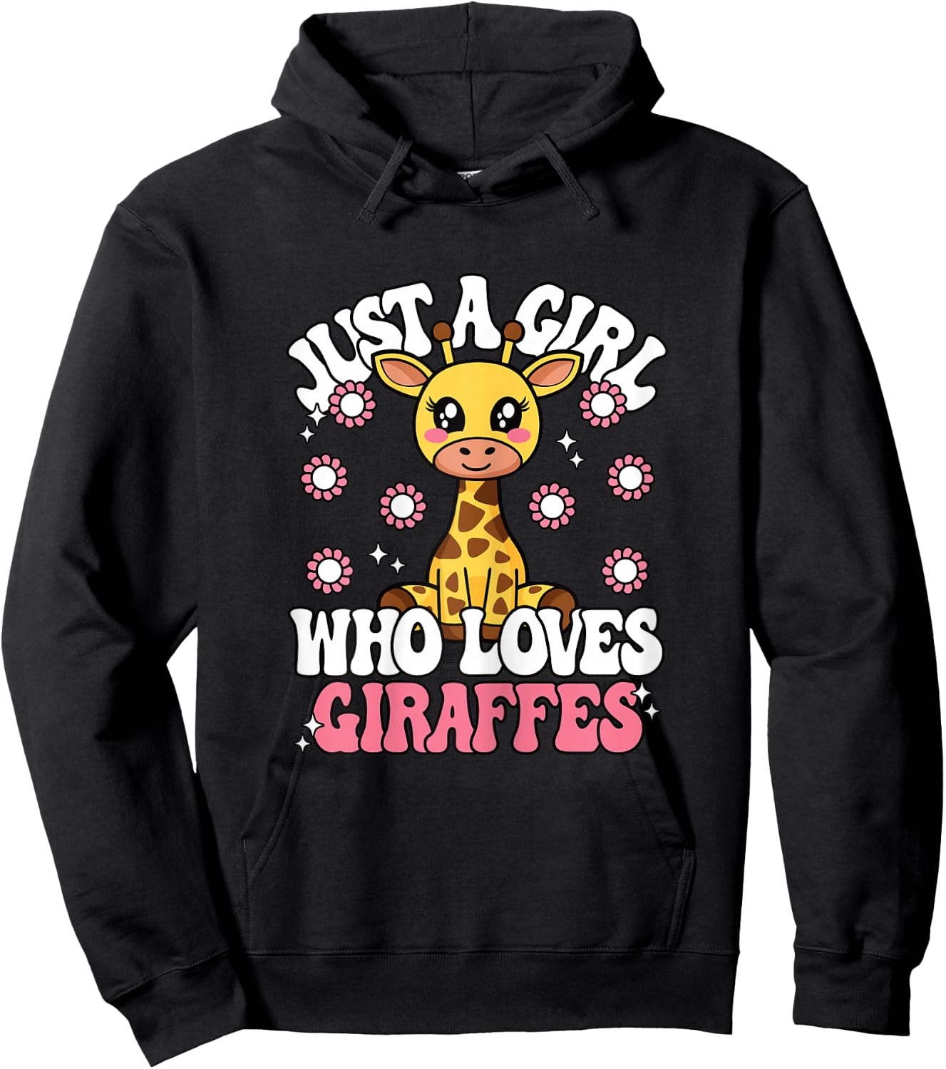 Just A Girl Who Loves Giraffes Cute Pink Wild Animal Kids Hoodie - Hoodie | Black