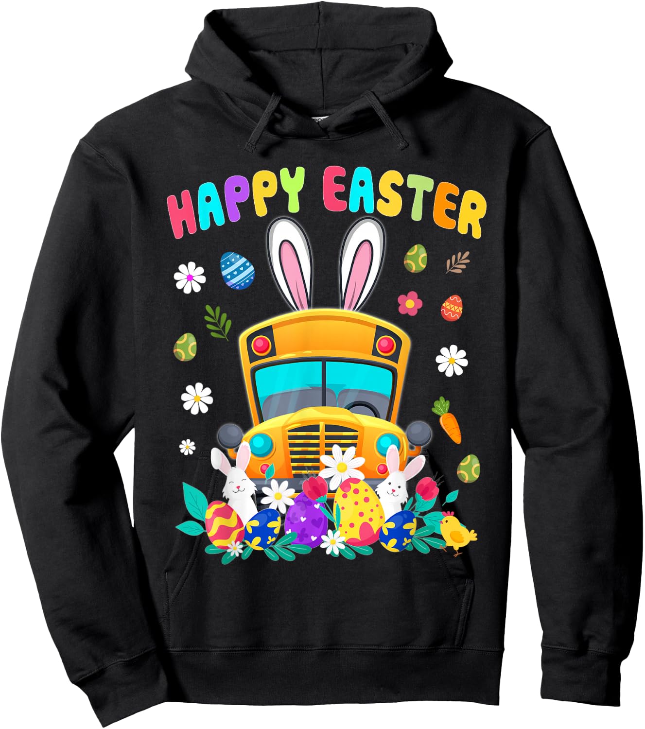 School Bus Driver Happy Easter Hoodie - Hoodie | Black
