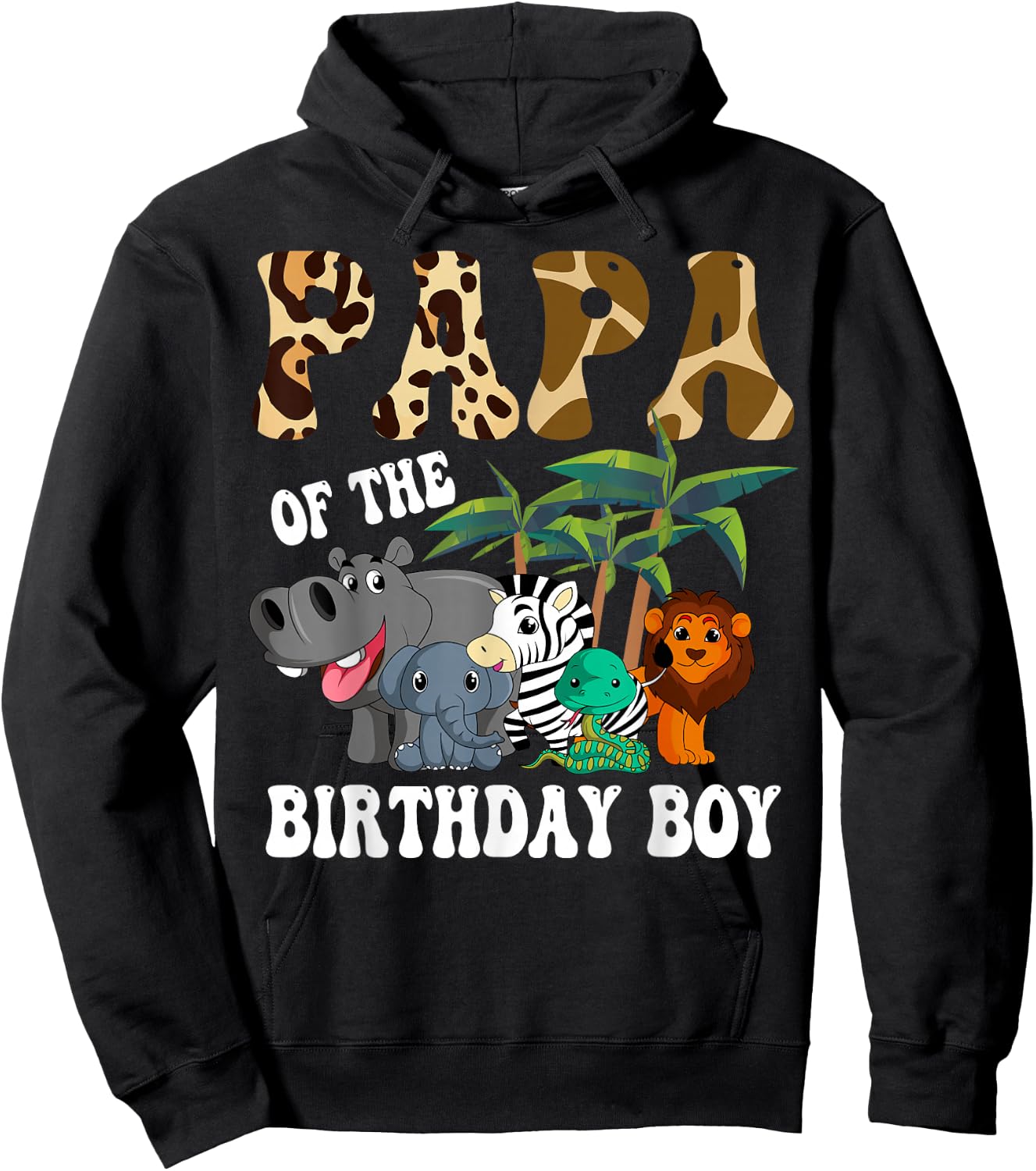 Papa of the Birthday Boy Zoo Bday Safari Celebration Hoodie - Hoodie | Black