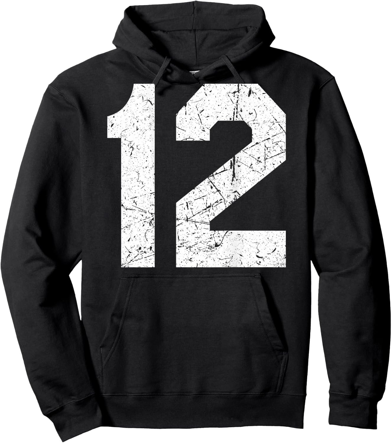 Jersey Uniform Number #12 Athletic, 12th Birthday Hoodie - Hoodie | Black